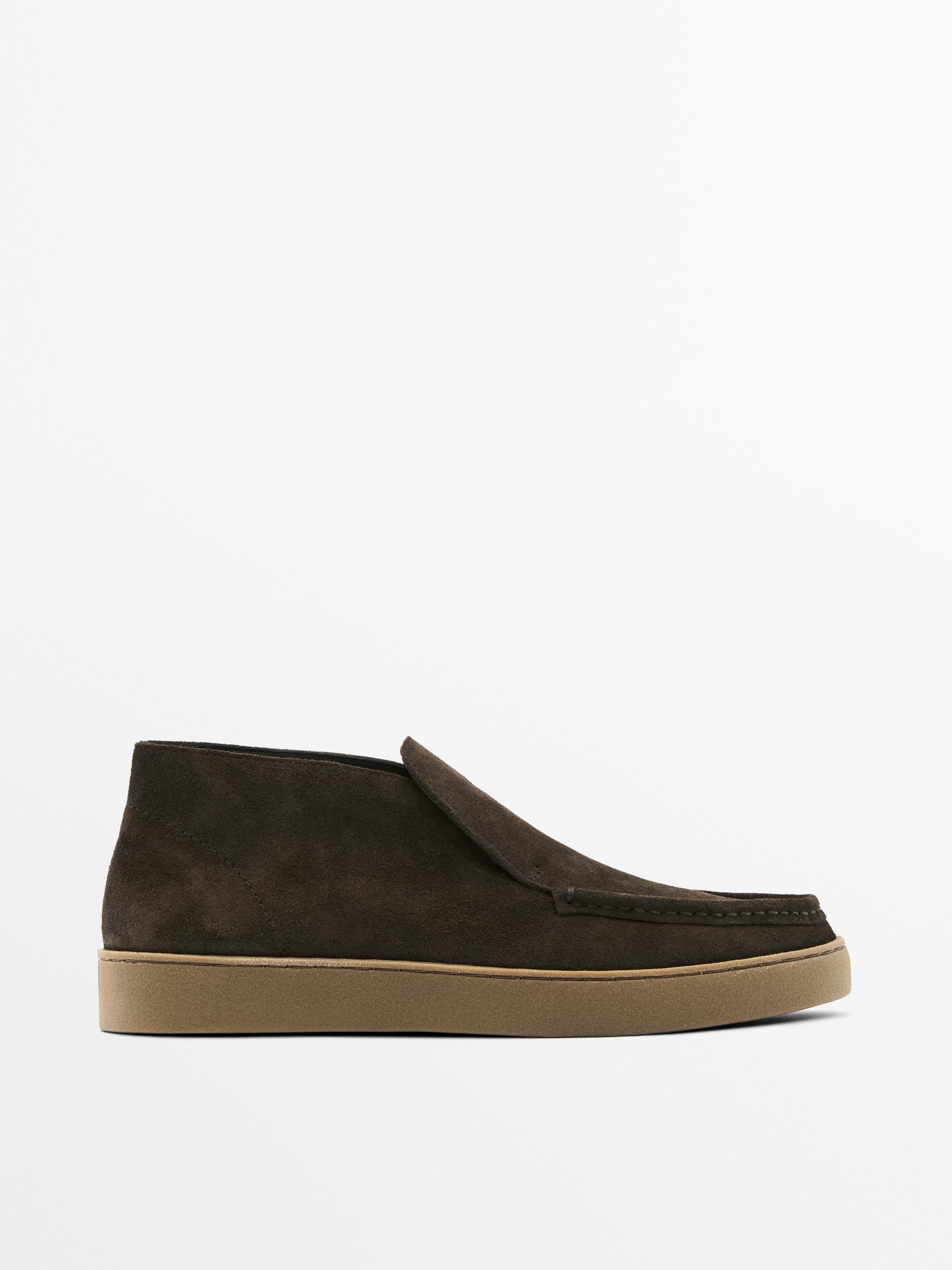 Split leather boot-style shoes