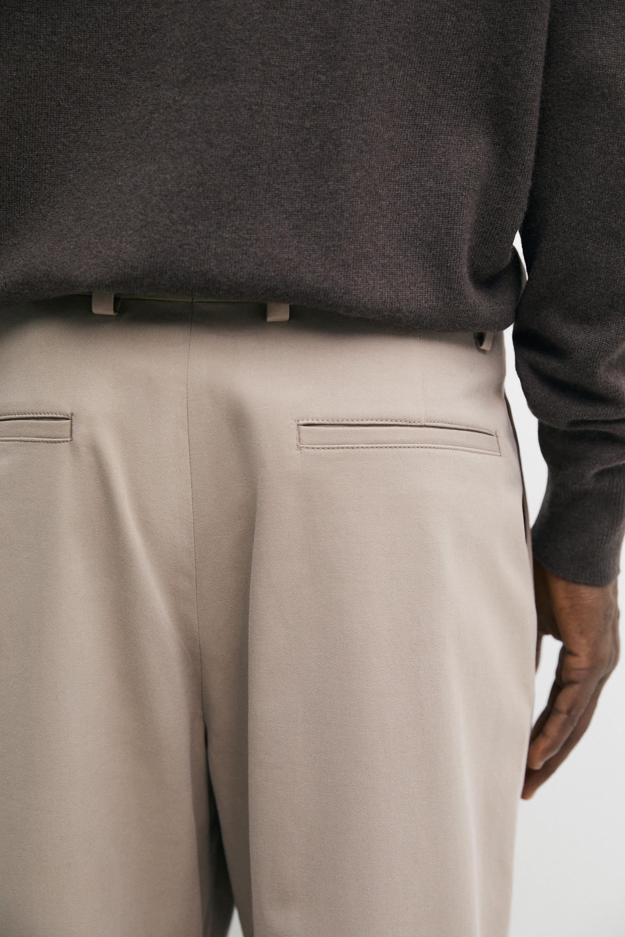 Cotton blend darted pants — TAUPE GREY
