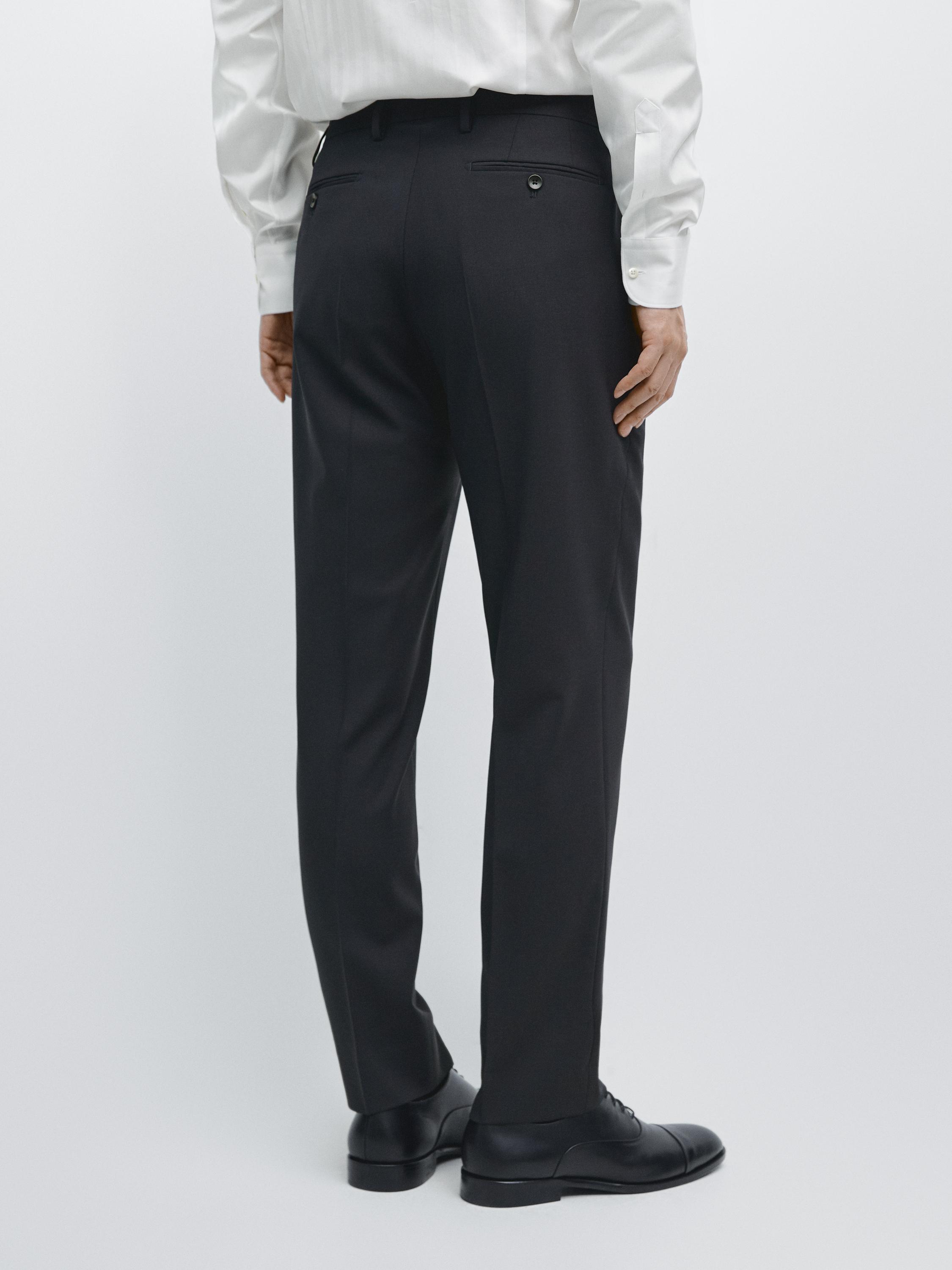 Cool wool blend suit trousers — NAVY BLUE
