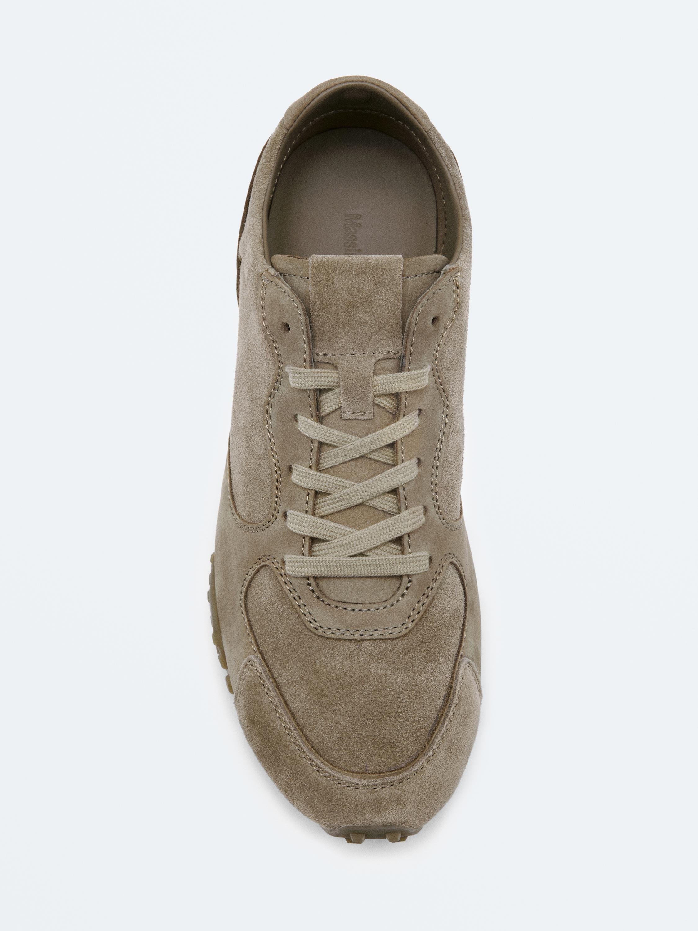 Contrast leather trainers — MINK