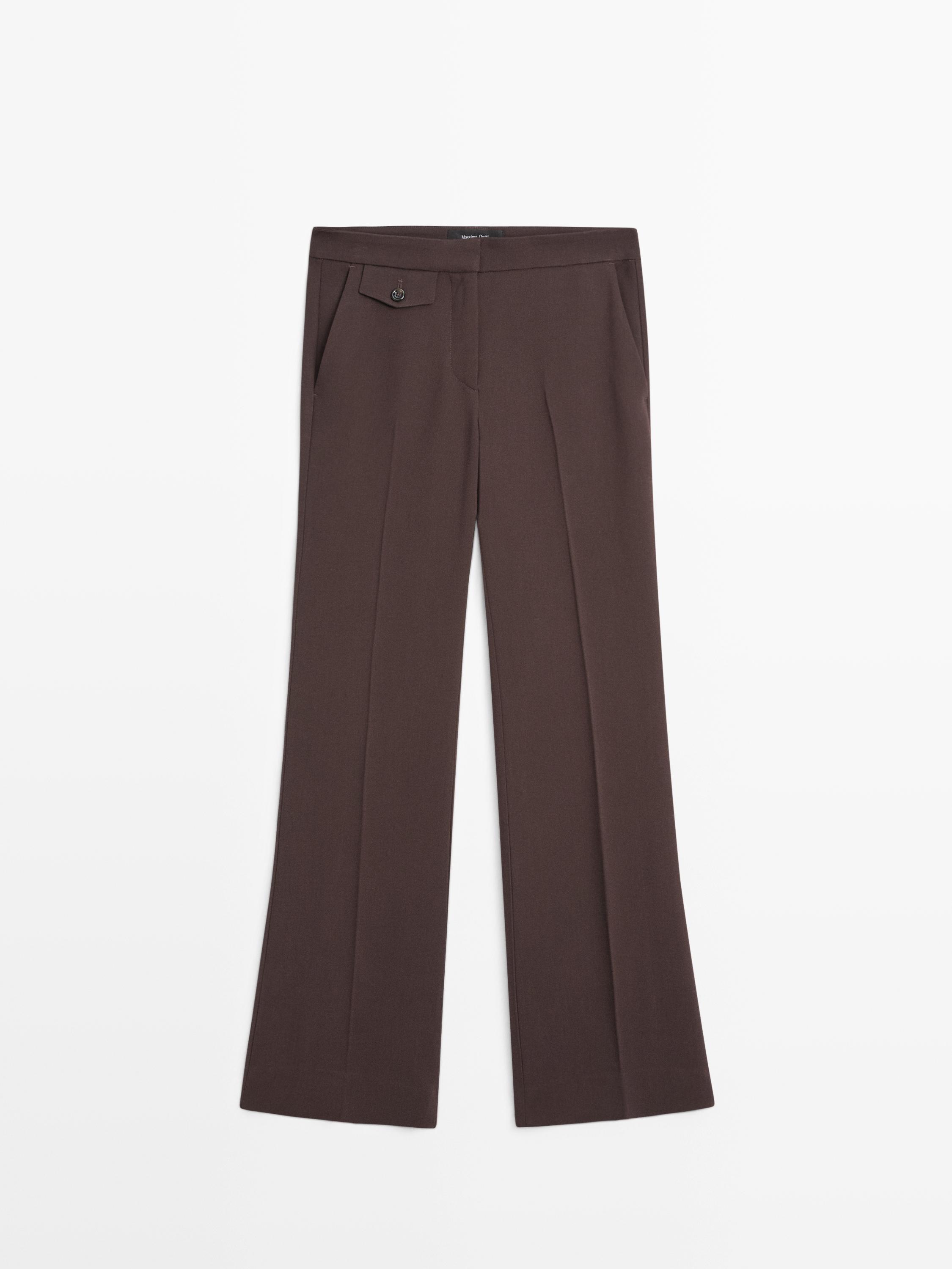 Flared trousers with pocket — Chocolate