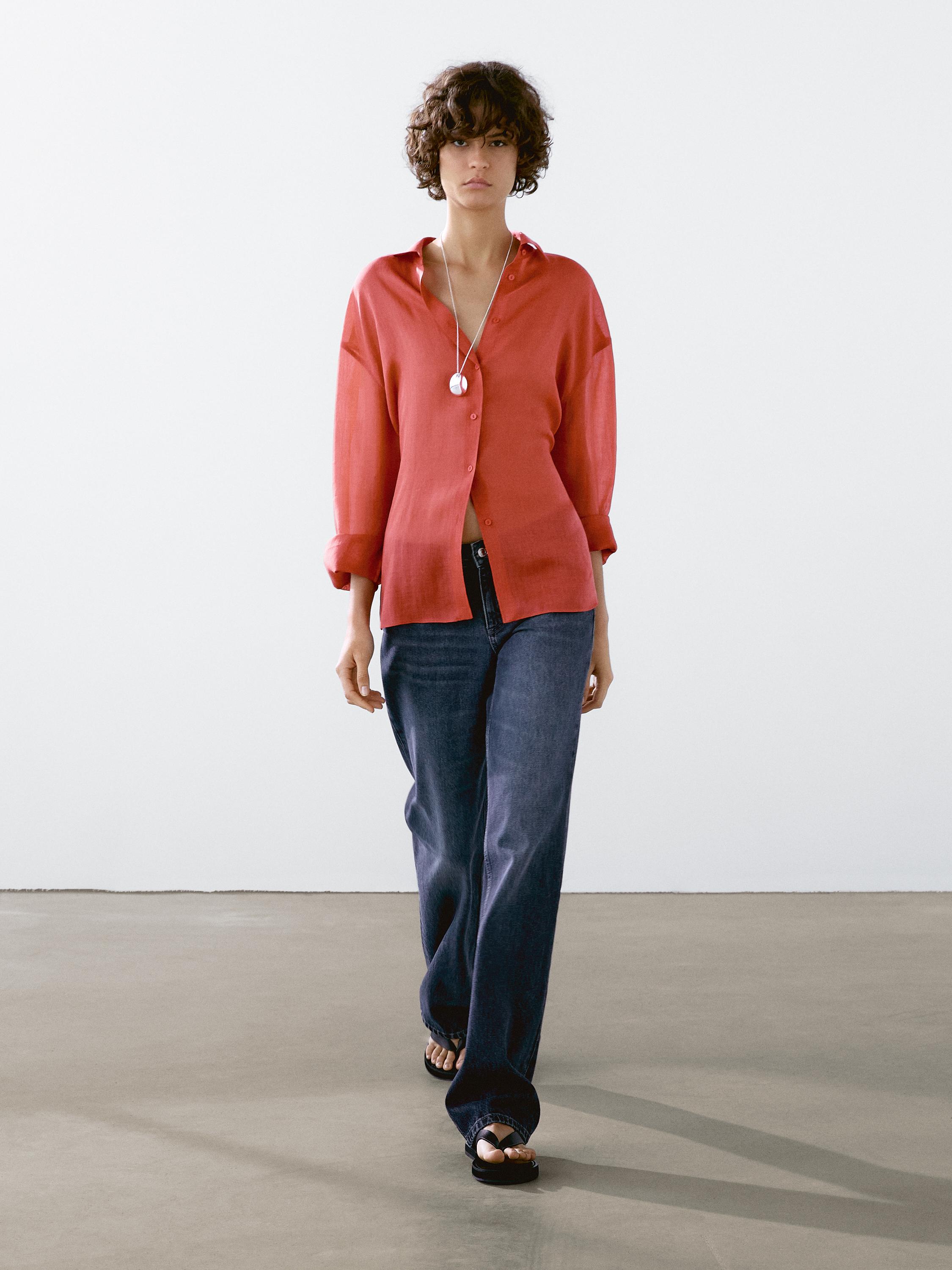 Flowing ramie blend shirt