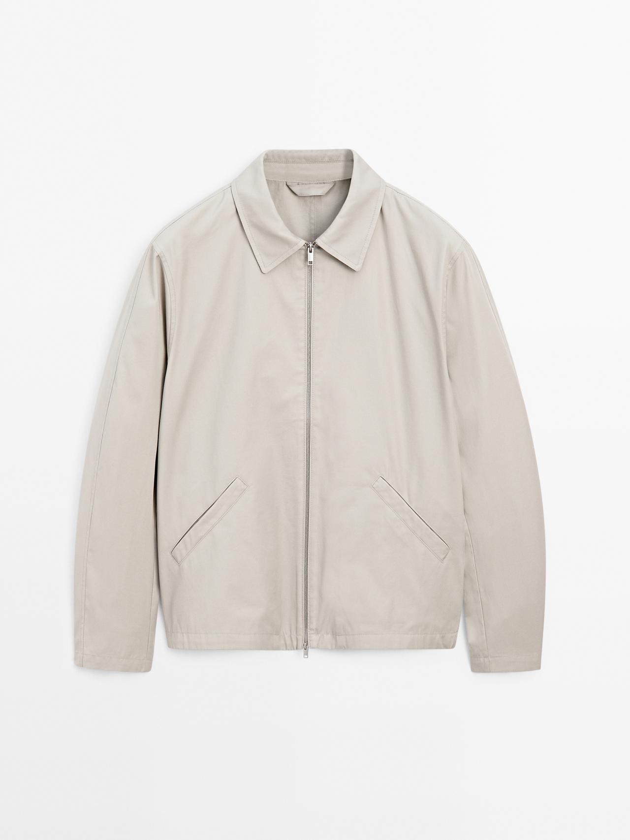 Massimo Dutti - Herre - Vandafvisende Stofjakke - Sand - L