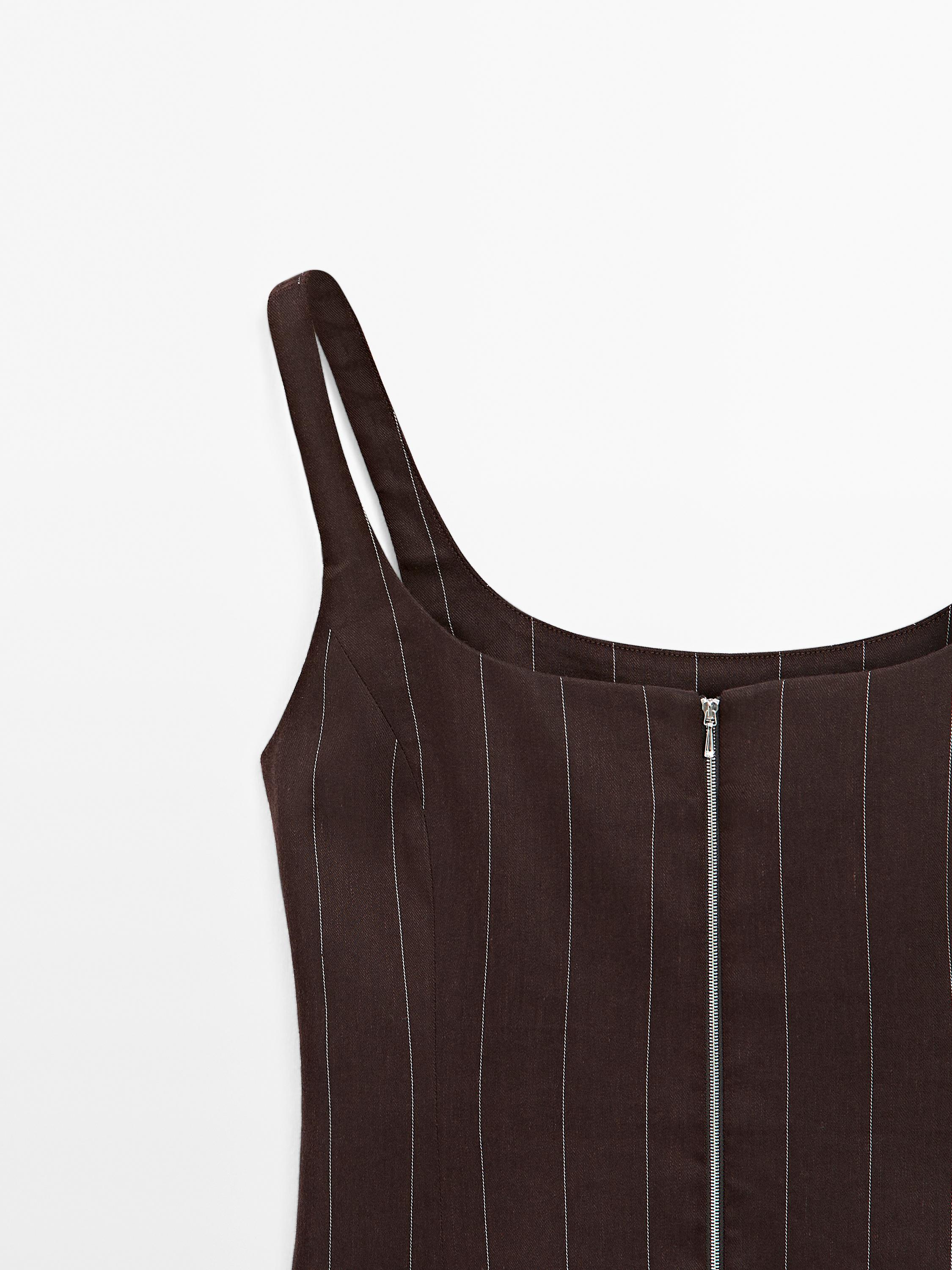 Fitted striped waistcoat with zip