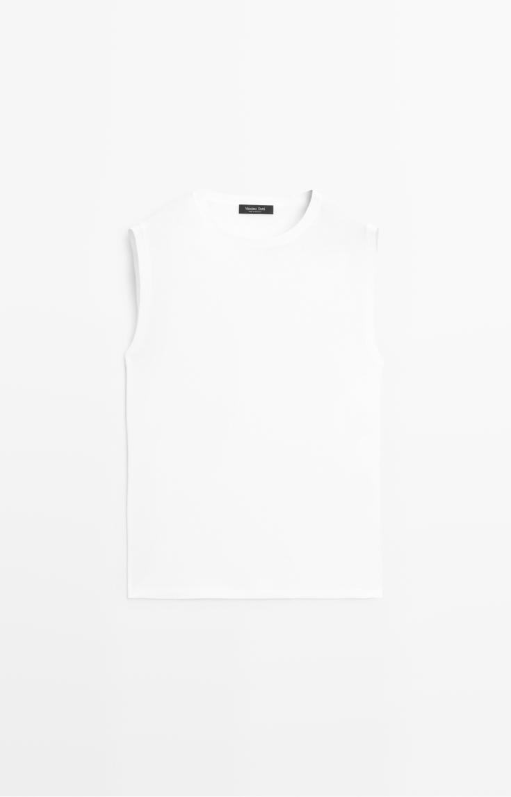 100% cotton sleeveless top — WHITE