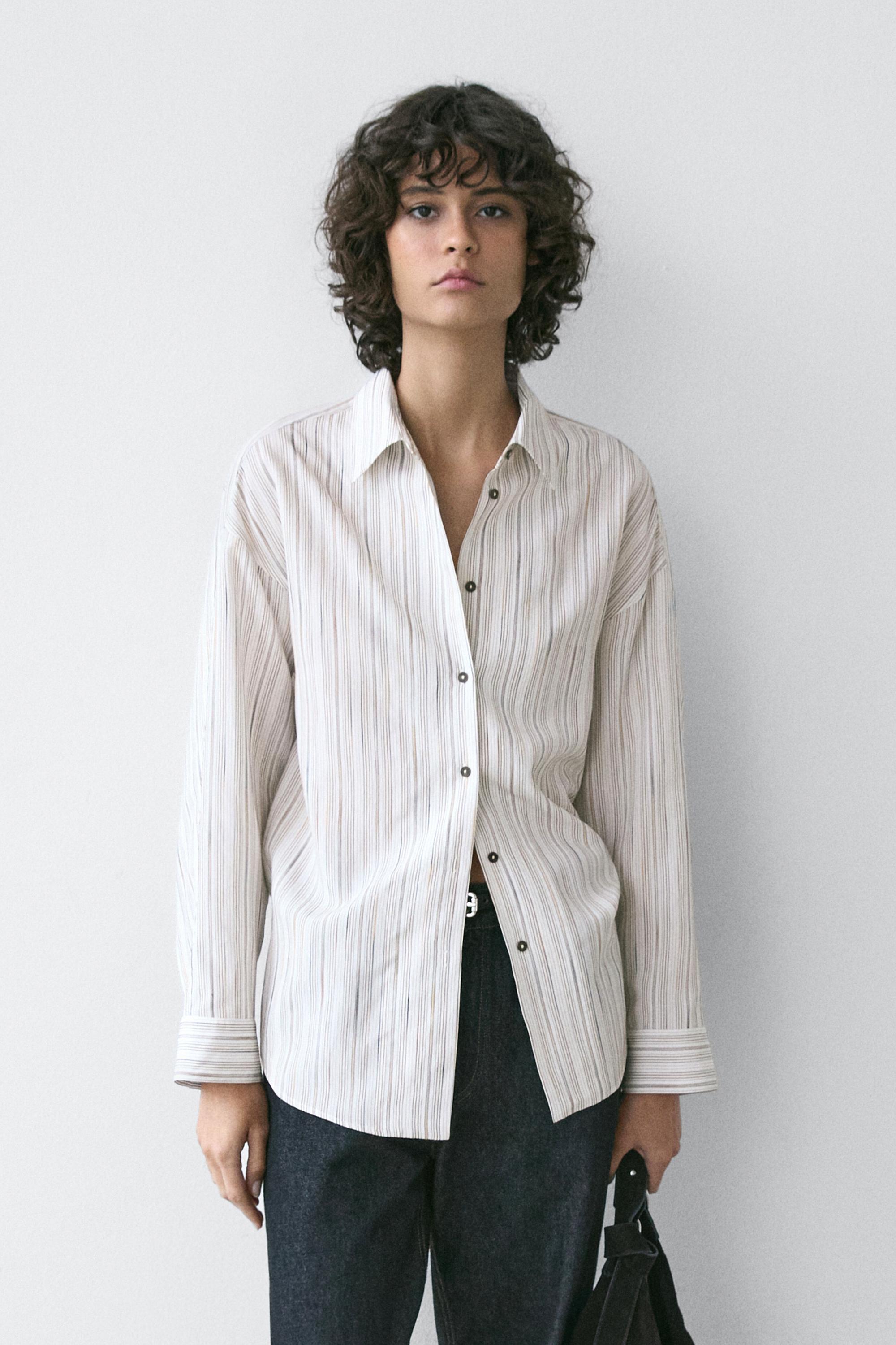 Striped flowing shirt — WHITE