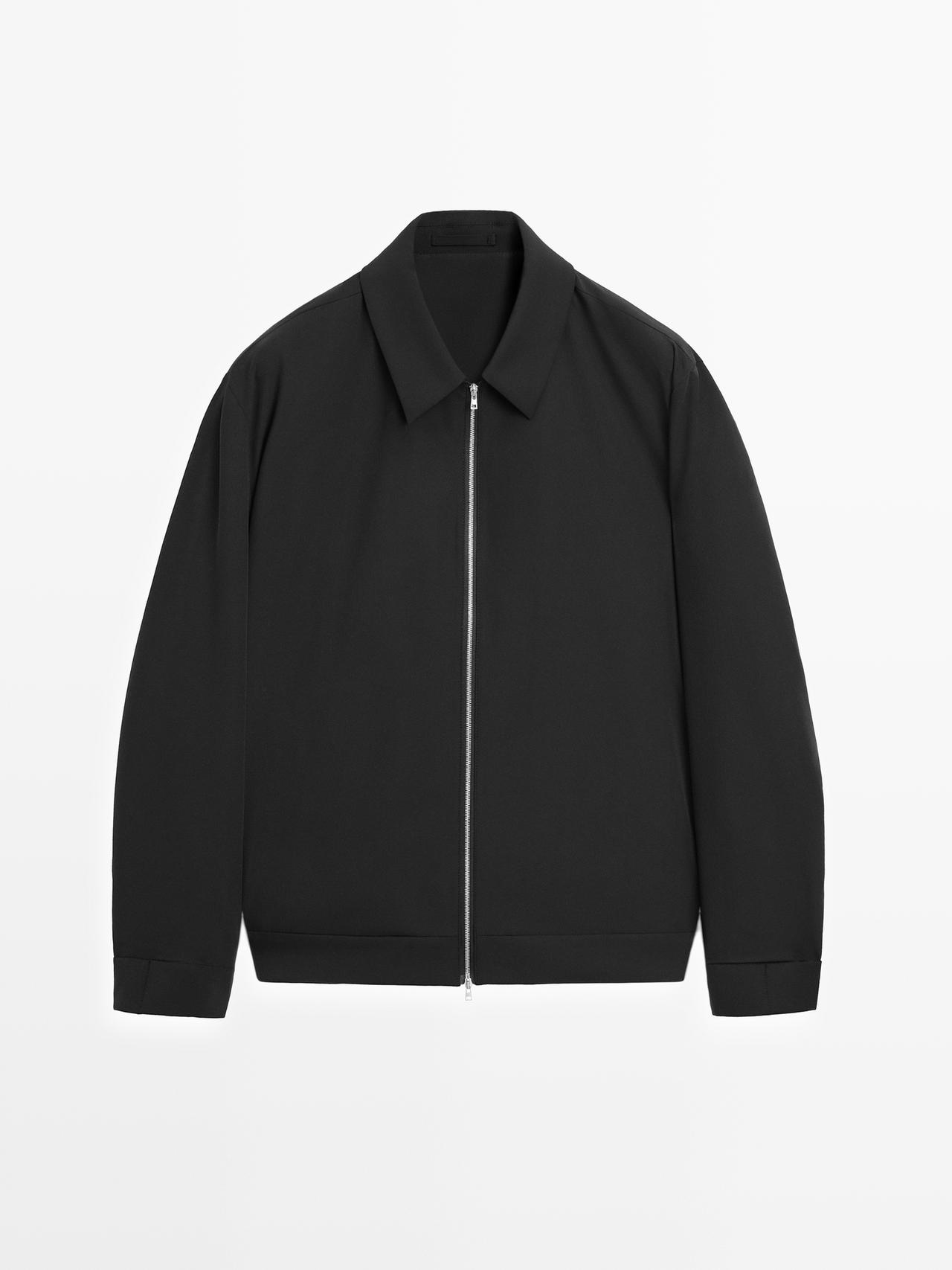 Massimo Dutti - Herre - Total Look Jakke I Funktionsstof - Sort - L