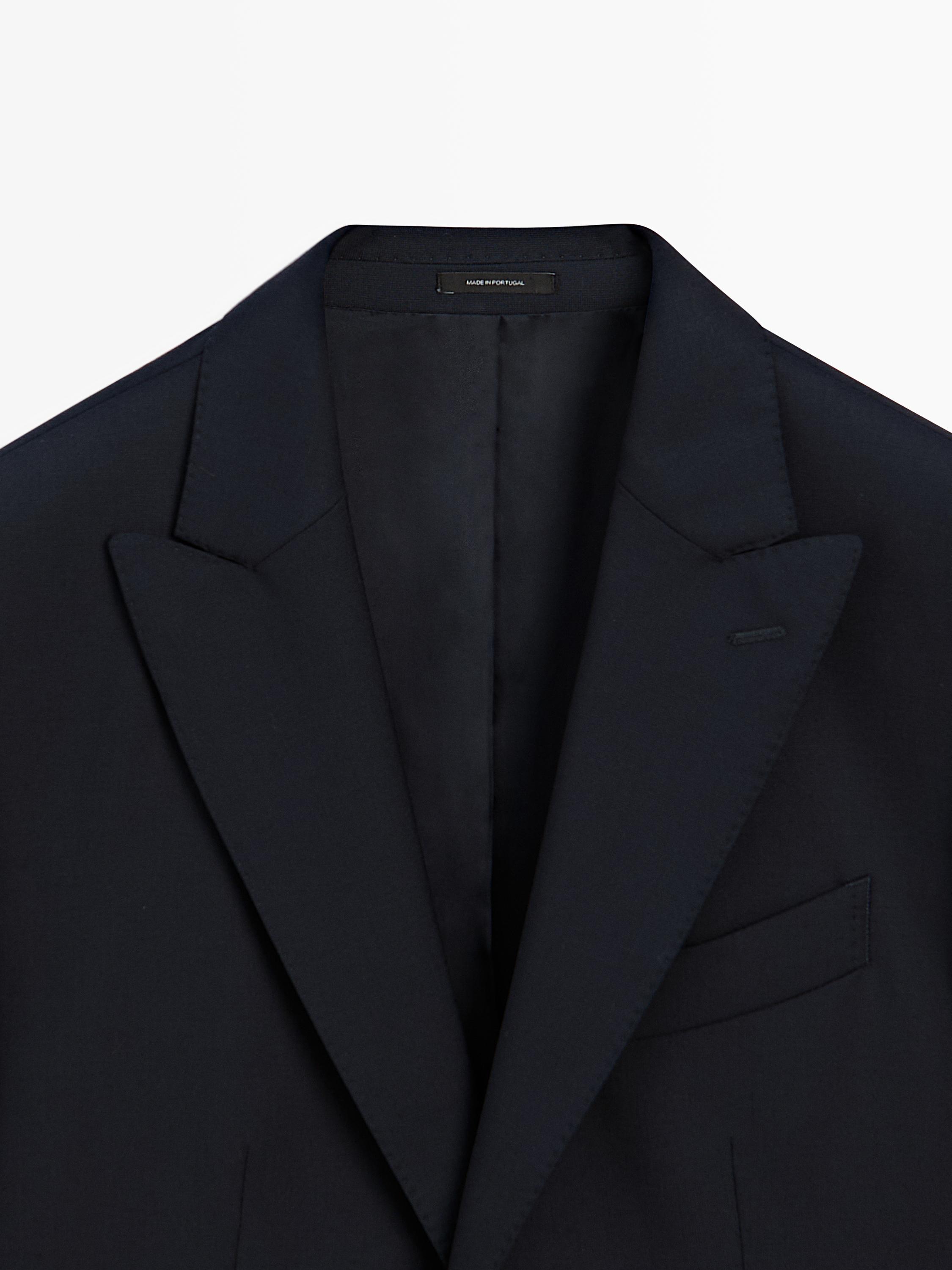 Cool wool blend suit blazer — NAVY BLUE