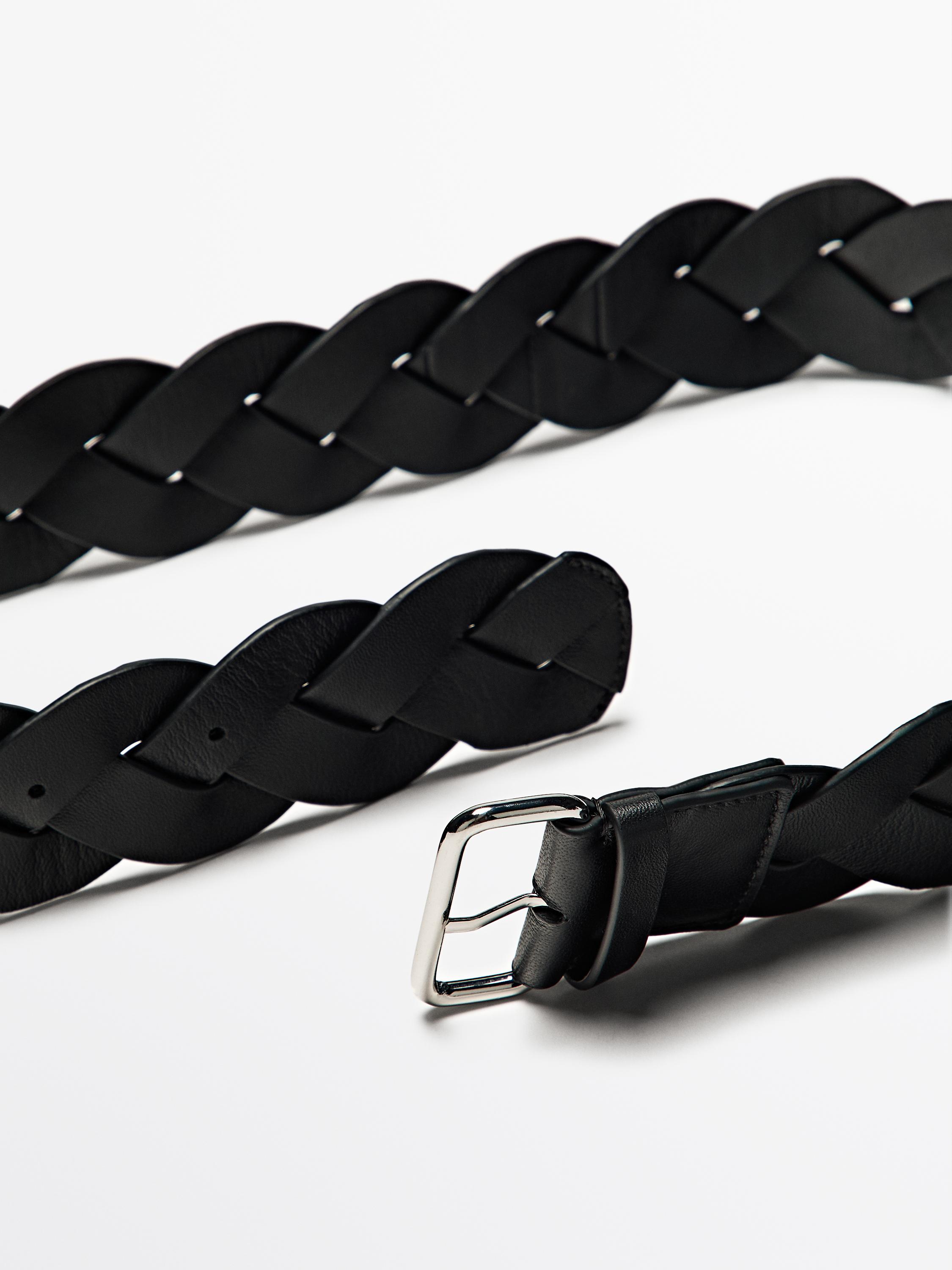 Braided nappa leather belt