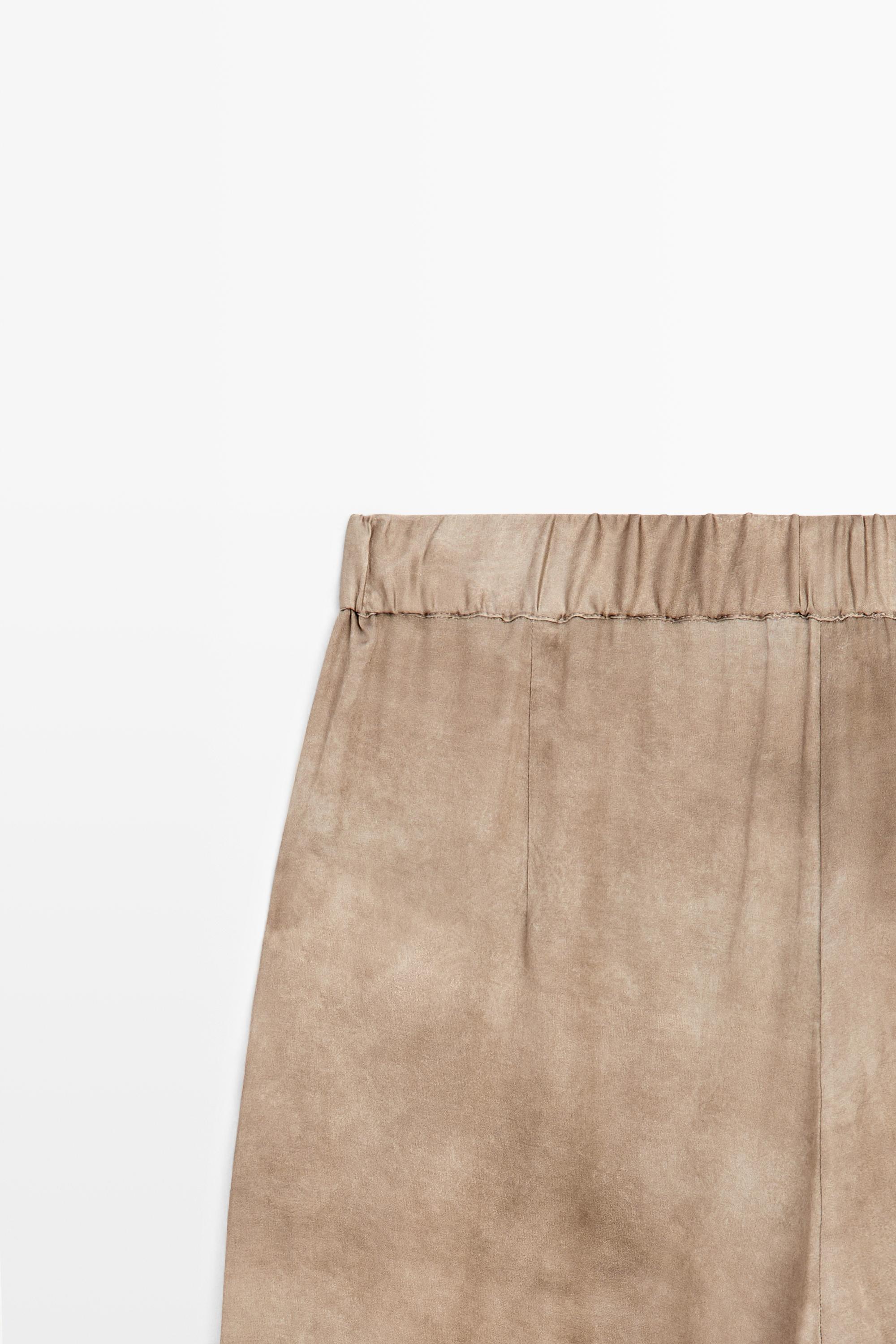 Flowing pants with tie-detail hem — BEIGE