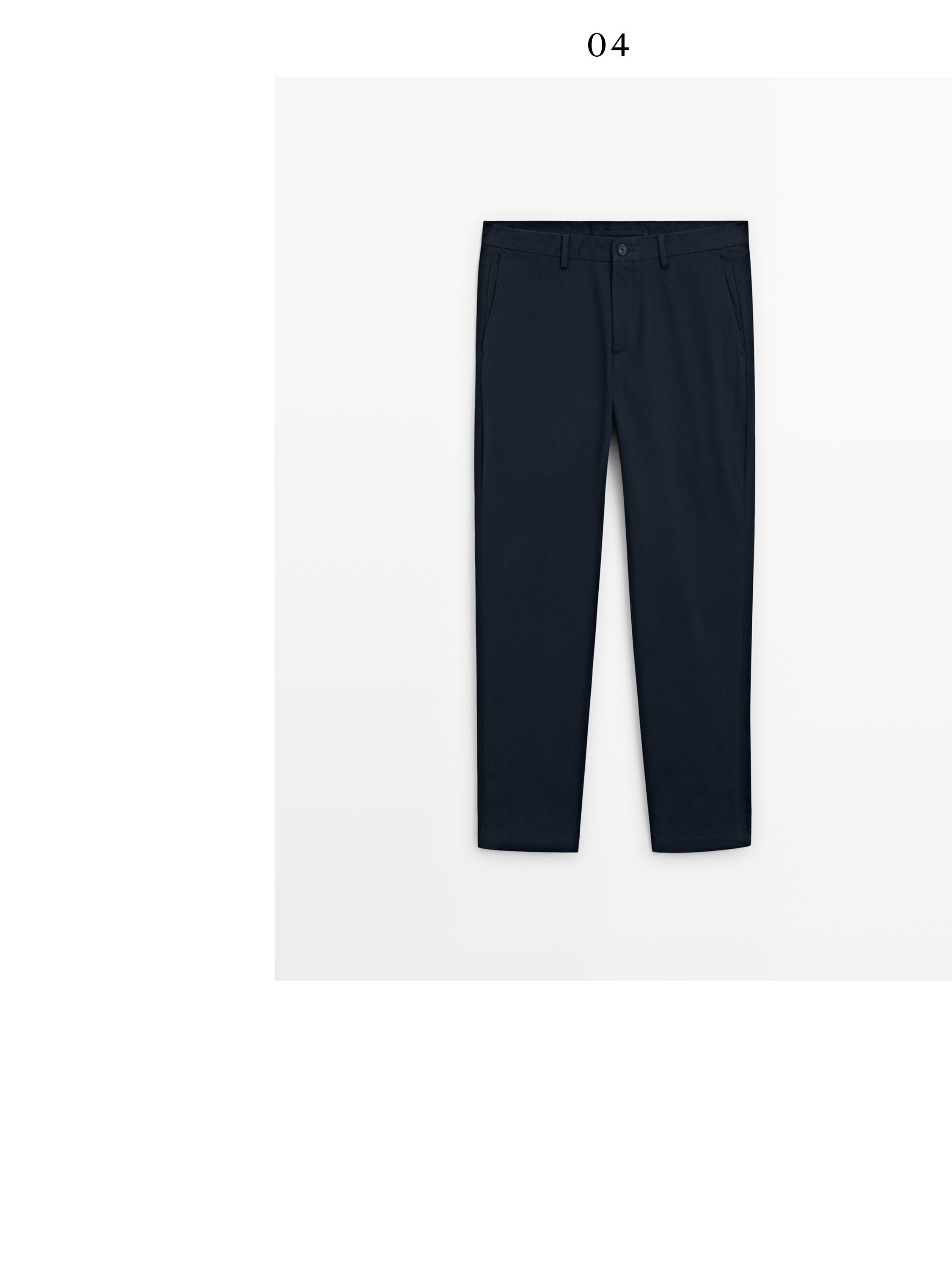 Slim fit cotton trousers — NAVY BLUE