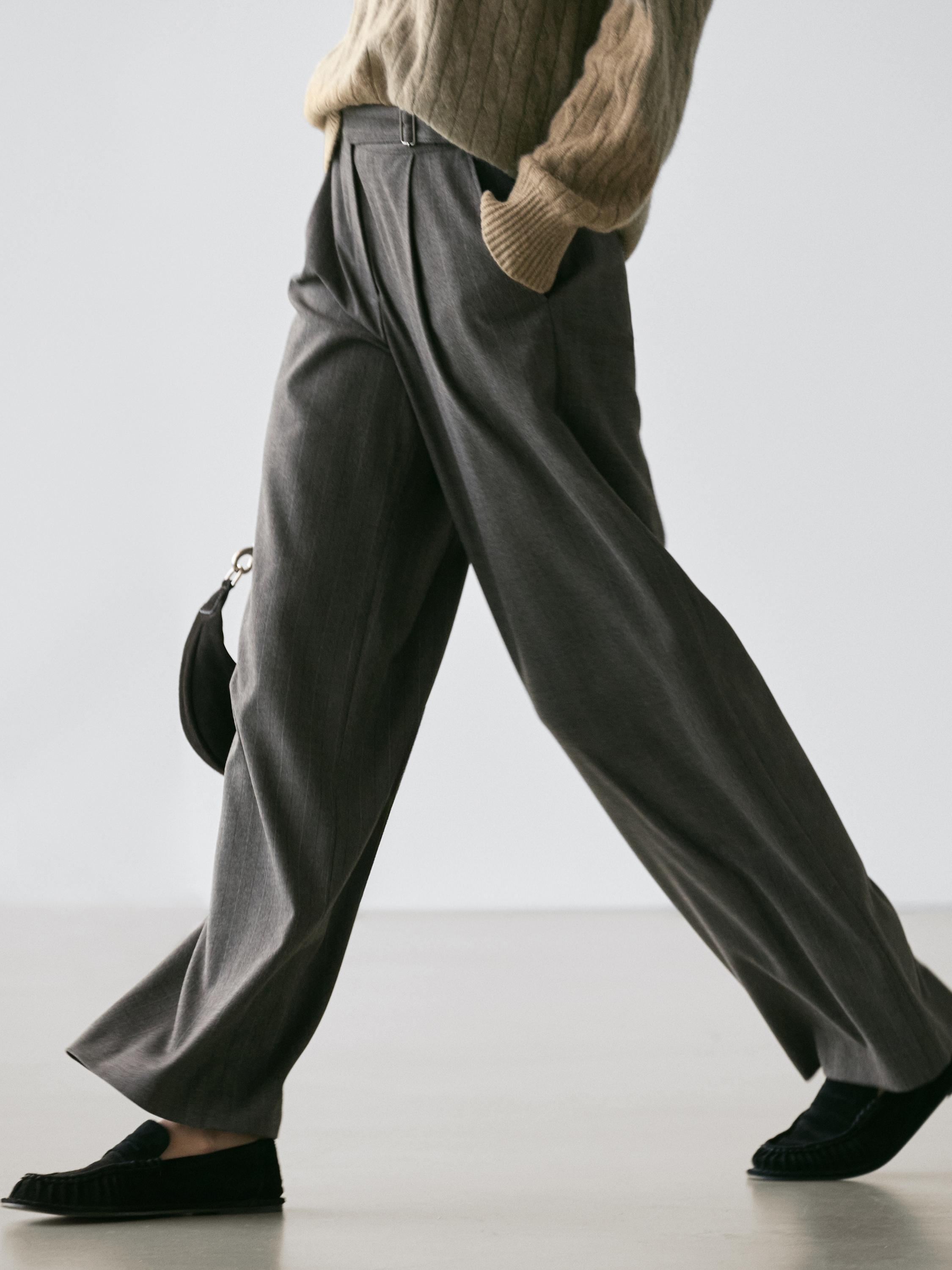 Darted pinstripe trousers — CHARCOAL