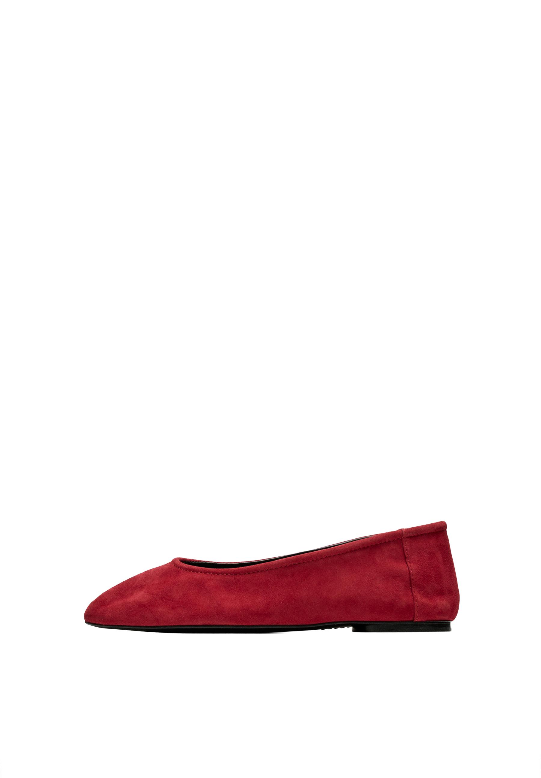 Suede ballerinas with round toe — RED