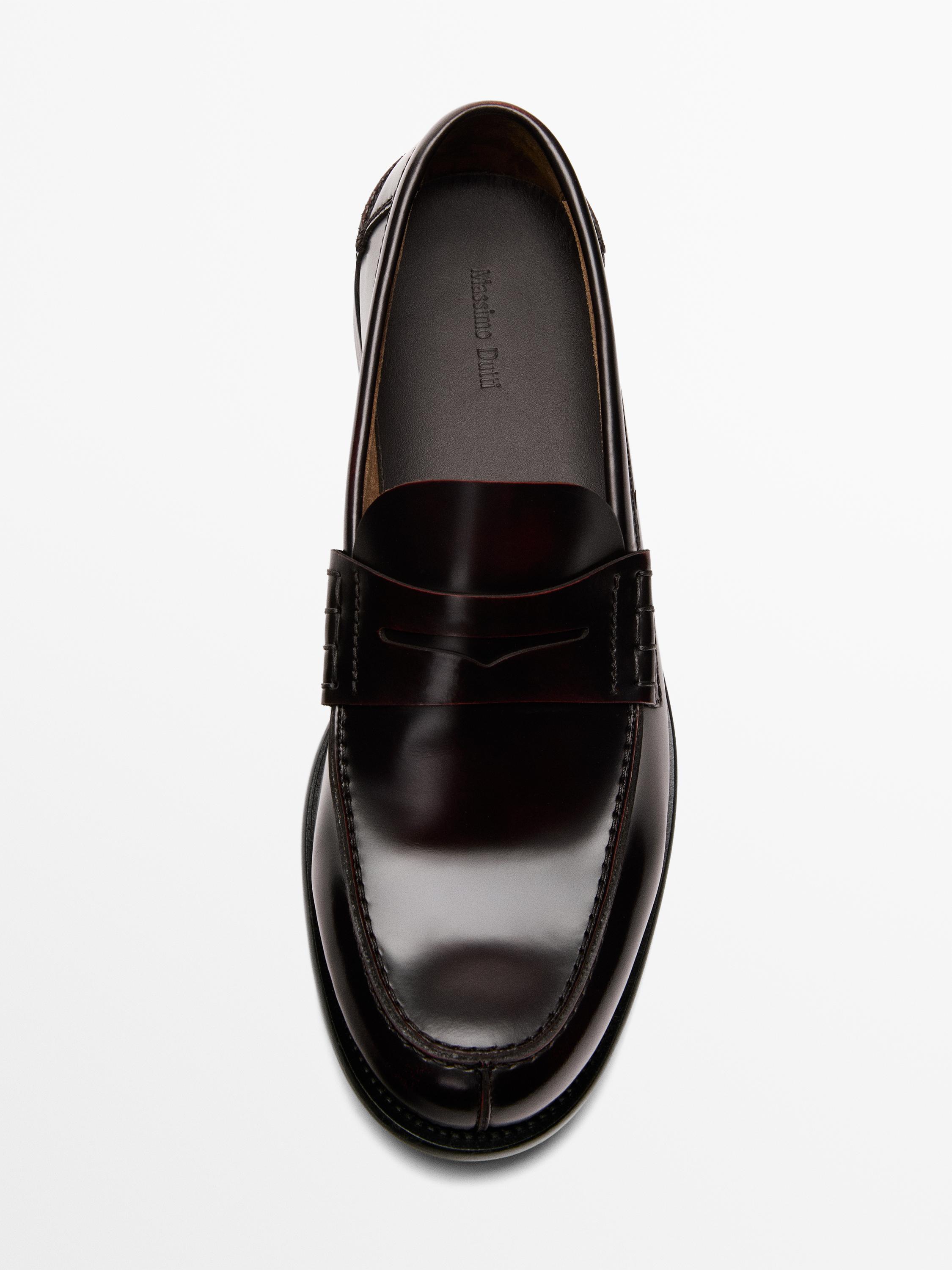 Leather loafers with penny strap · Burgundy, Brown, Tan, Black
