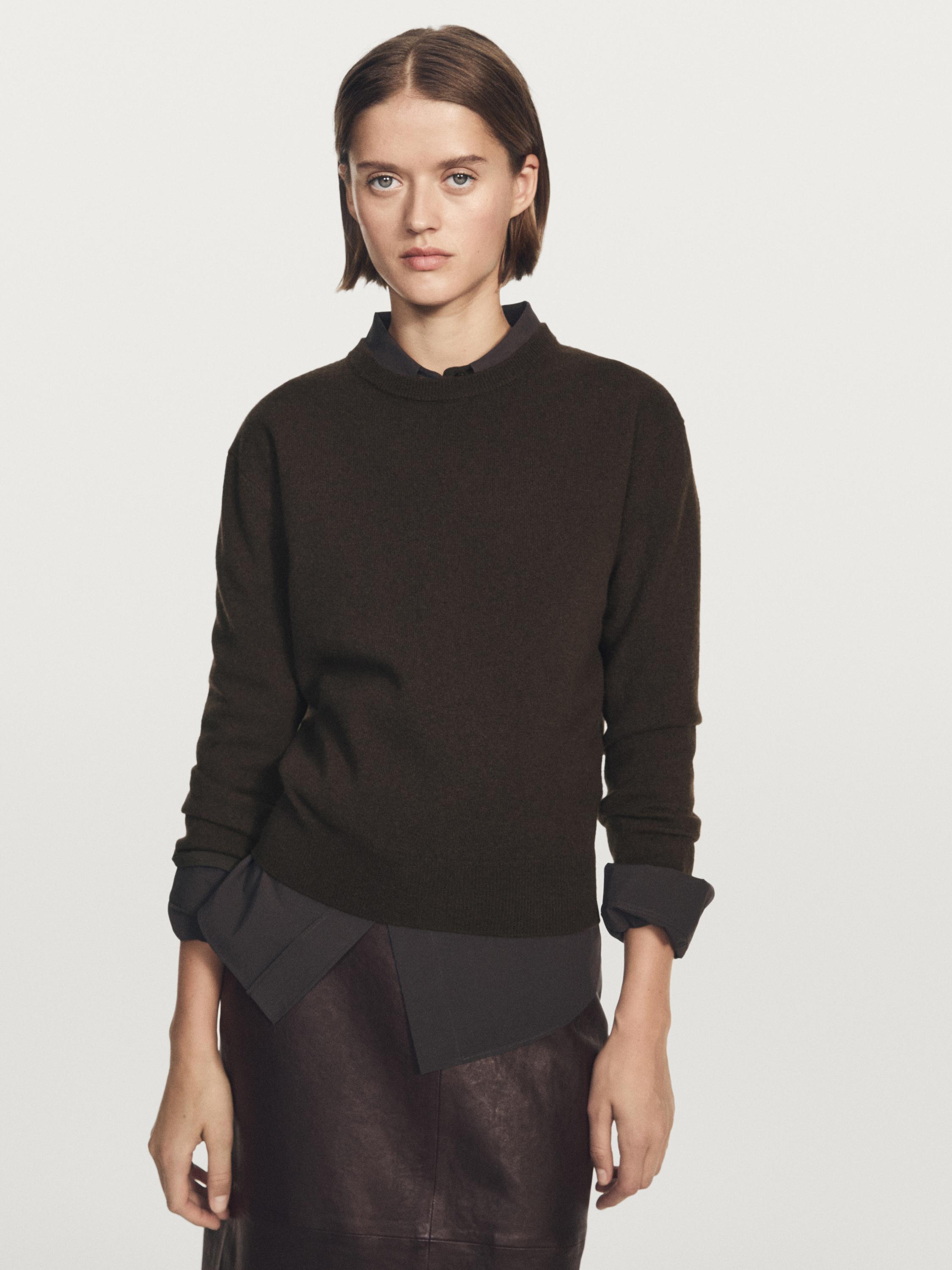 Tricot trui van wolmix met ronde hals