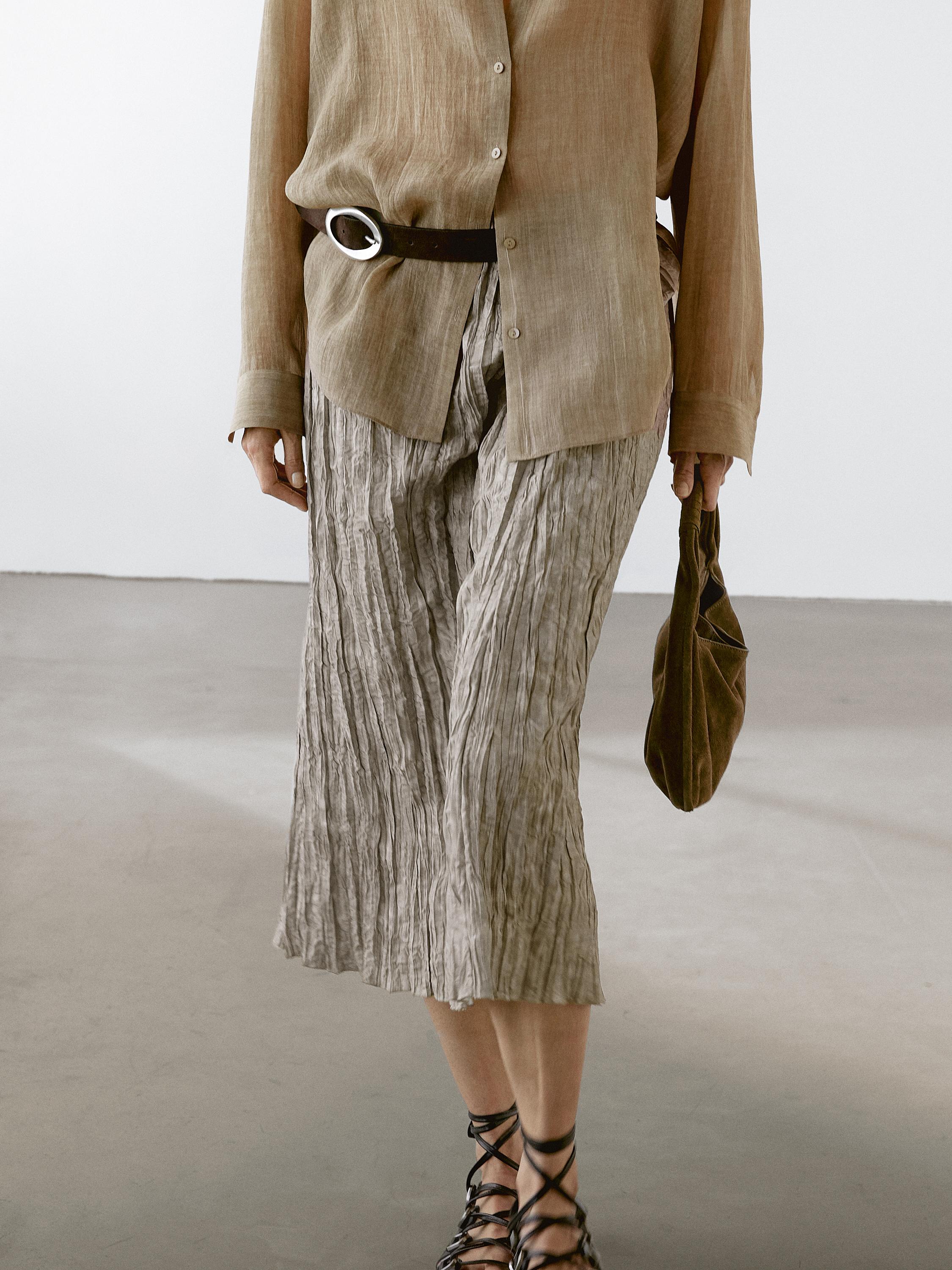 Jupe midi fluide à rayures