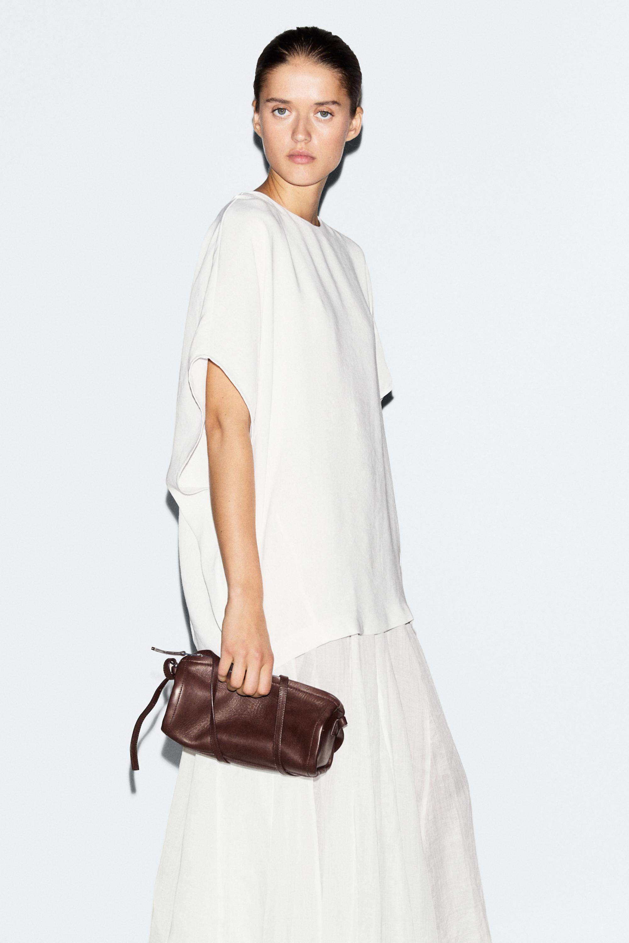Combined linen-blend dress