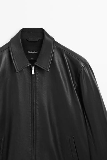 Jacket with nappa leather collar detail — BLACK 4