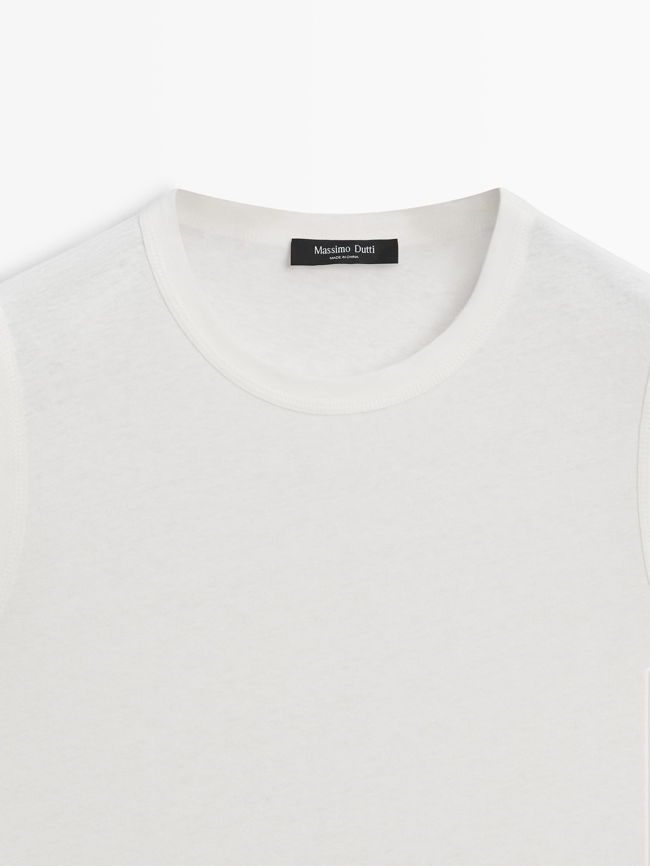 Sleeveless linen blend T-shirt — Off white