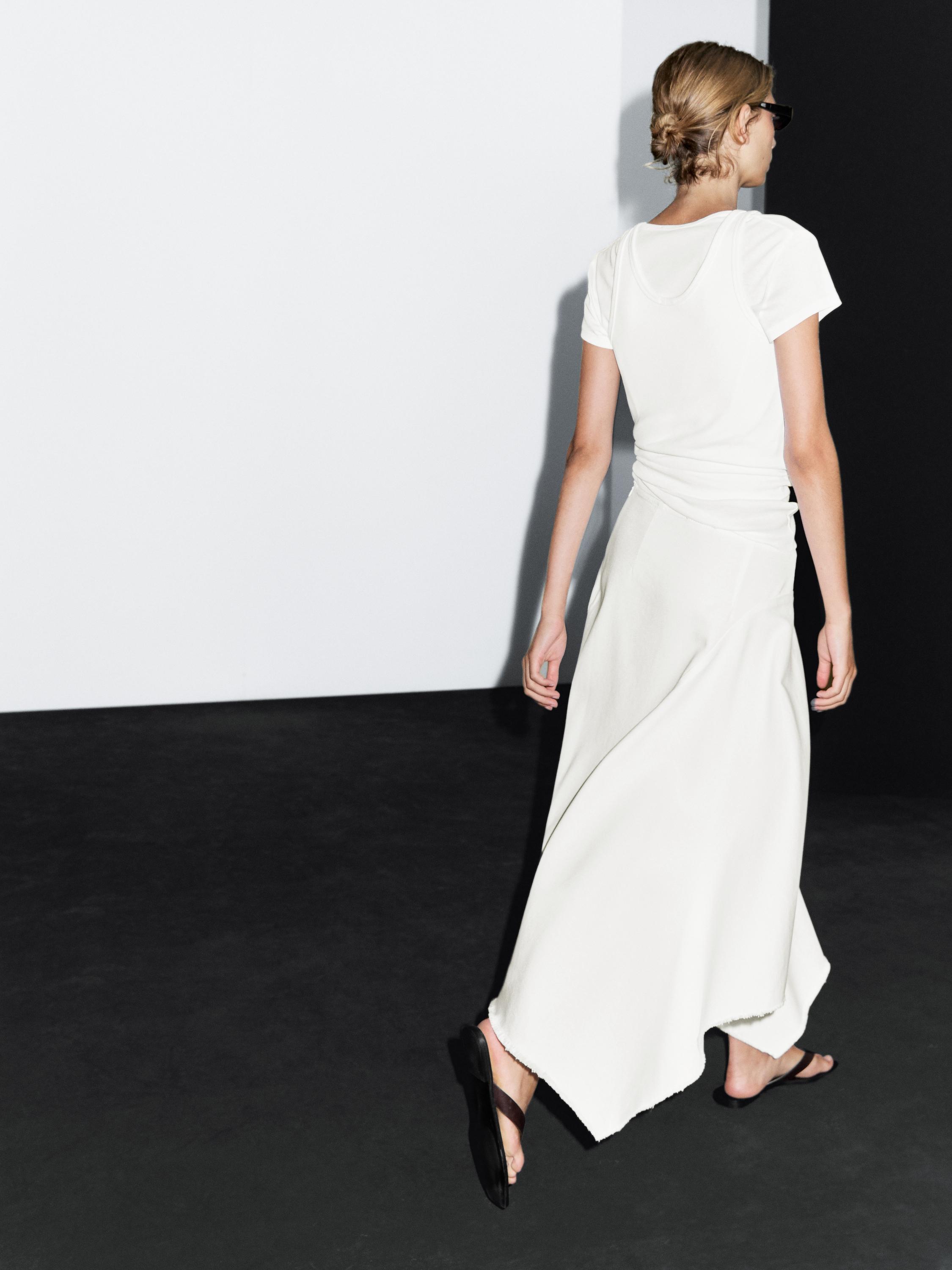 Asymmetrischer Midi-Jeansrock