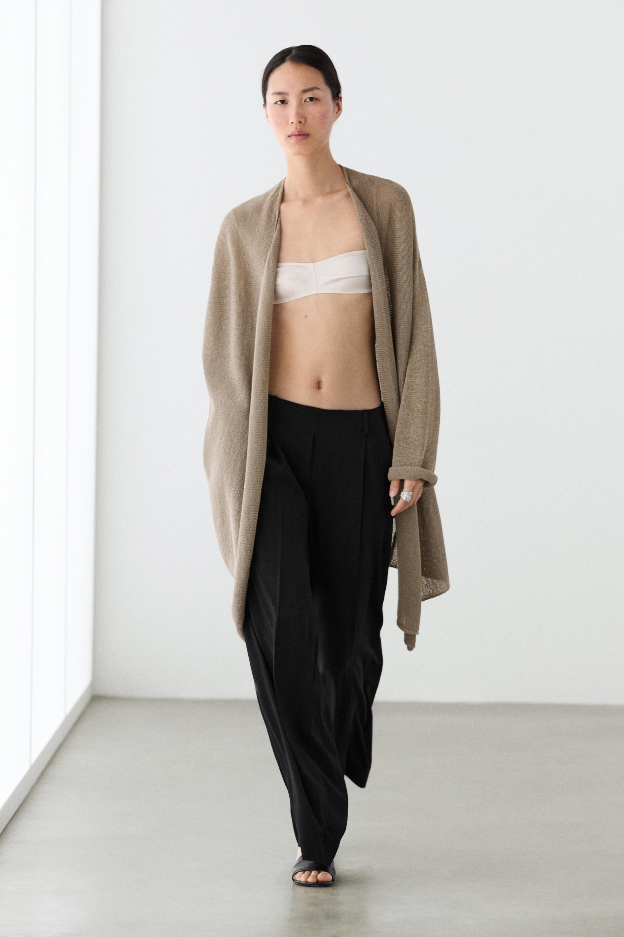 Total look draped knit cape cardigan — SAND