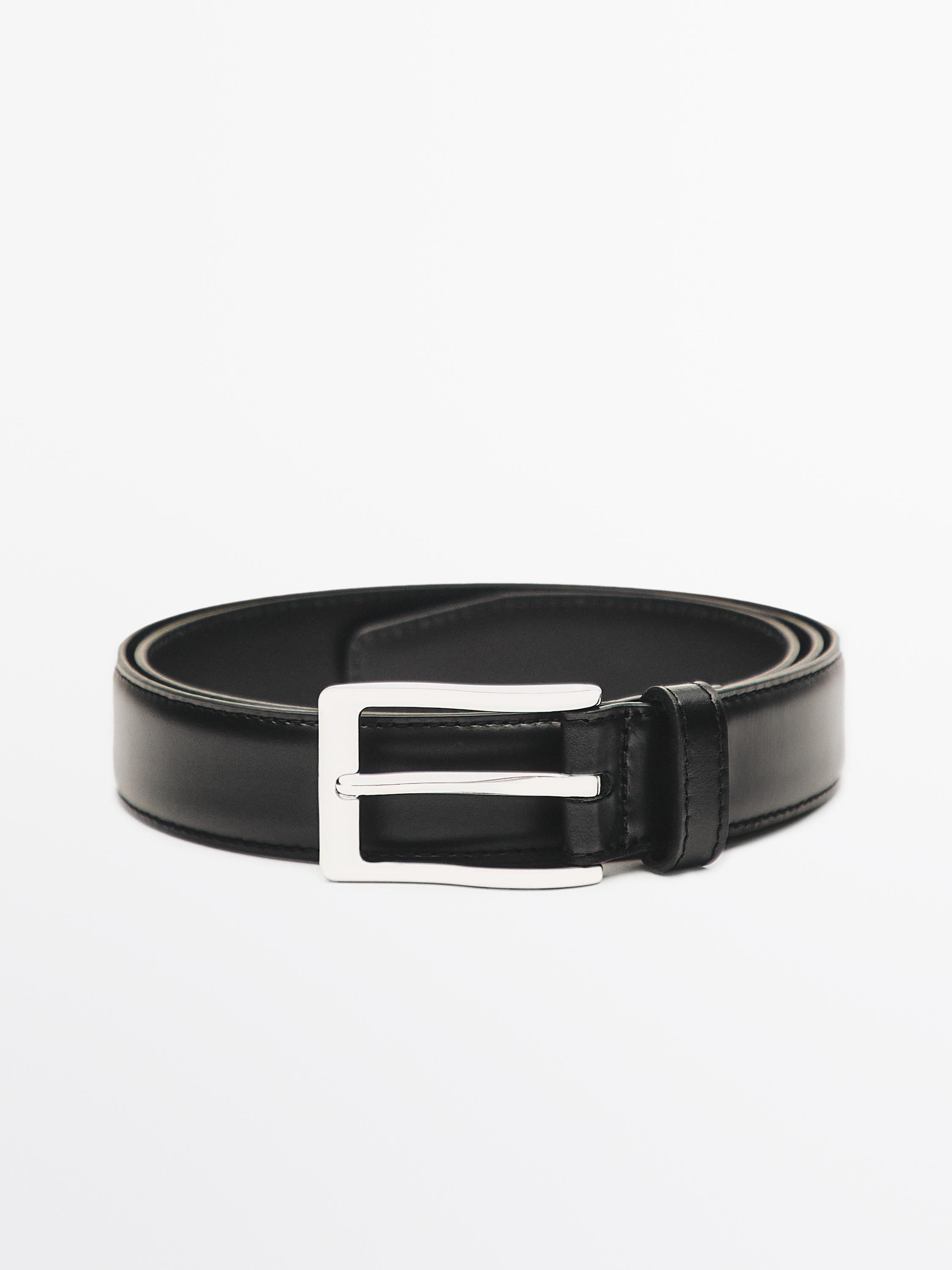 Smart nappa leather belt with topstitching