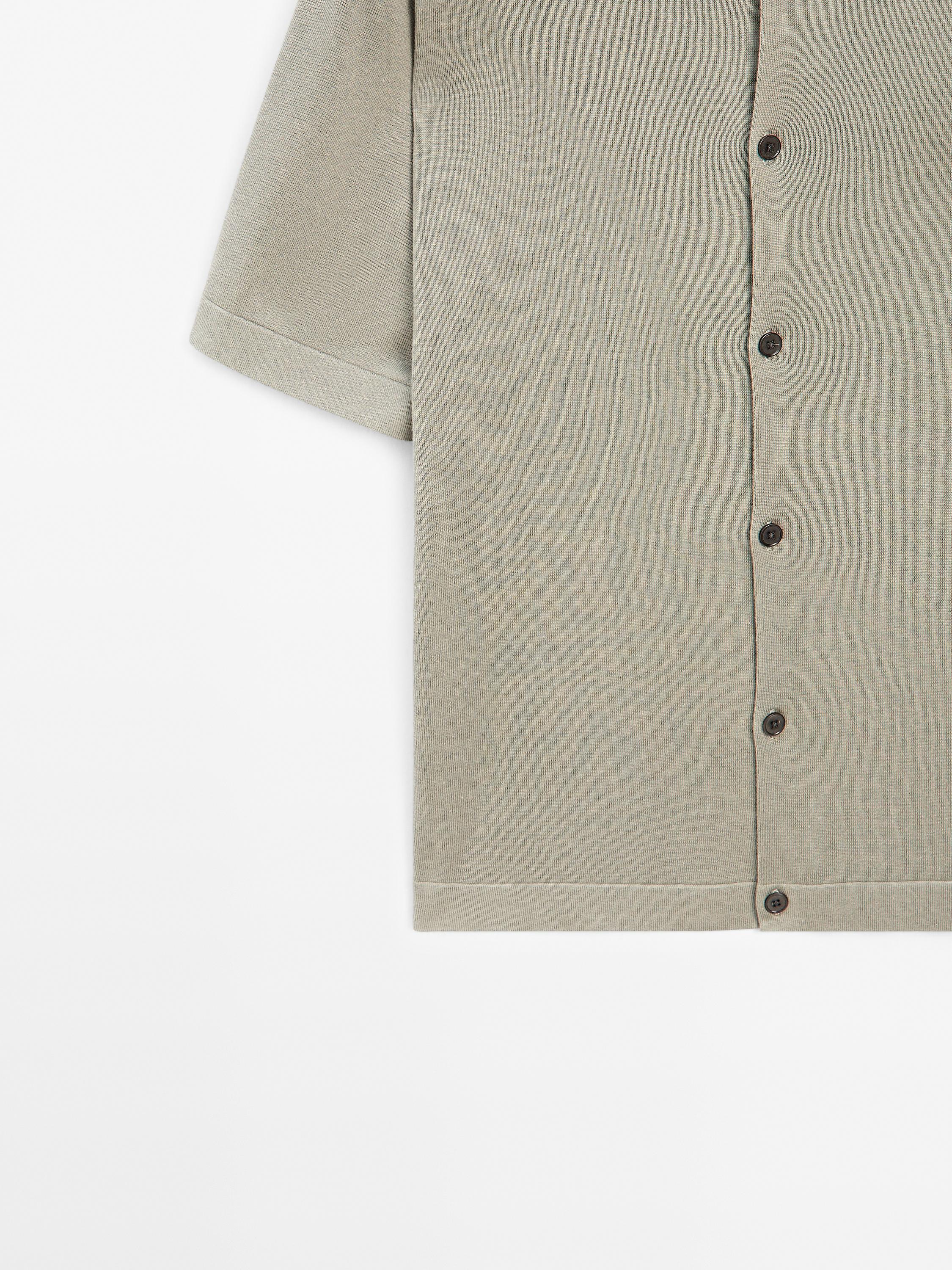 Short sleeve cotton blend cardigan