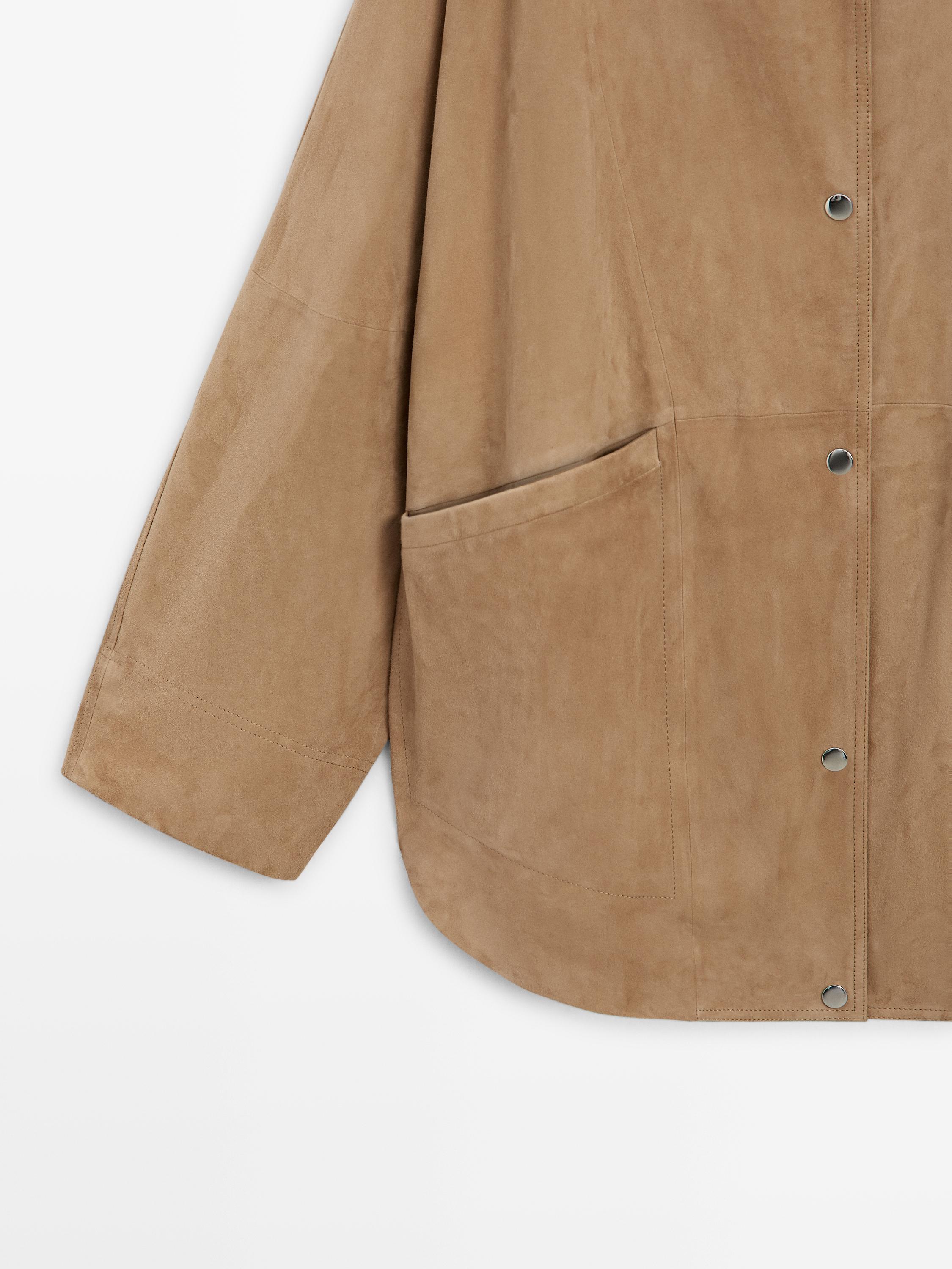 Oversize suede leather jacket — SAND