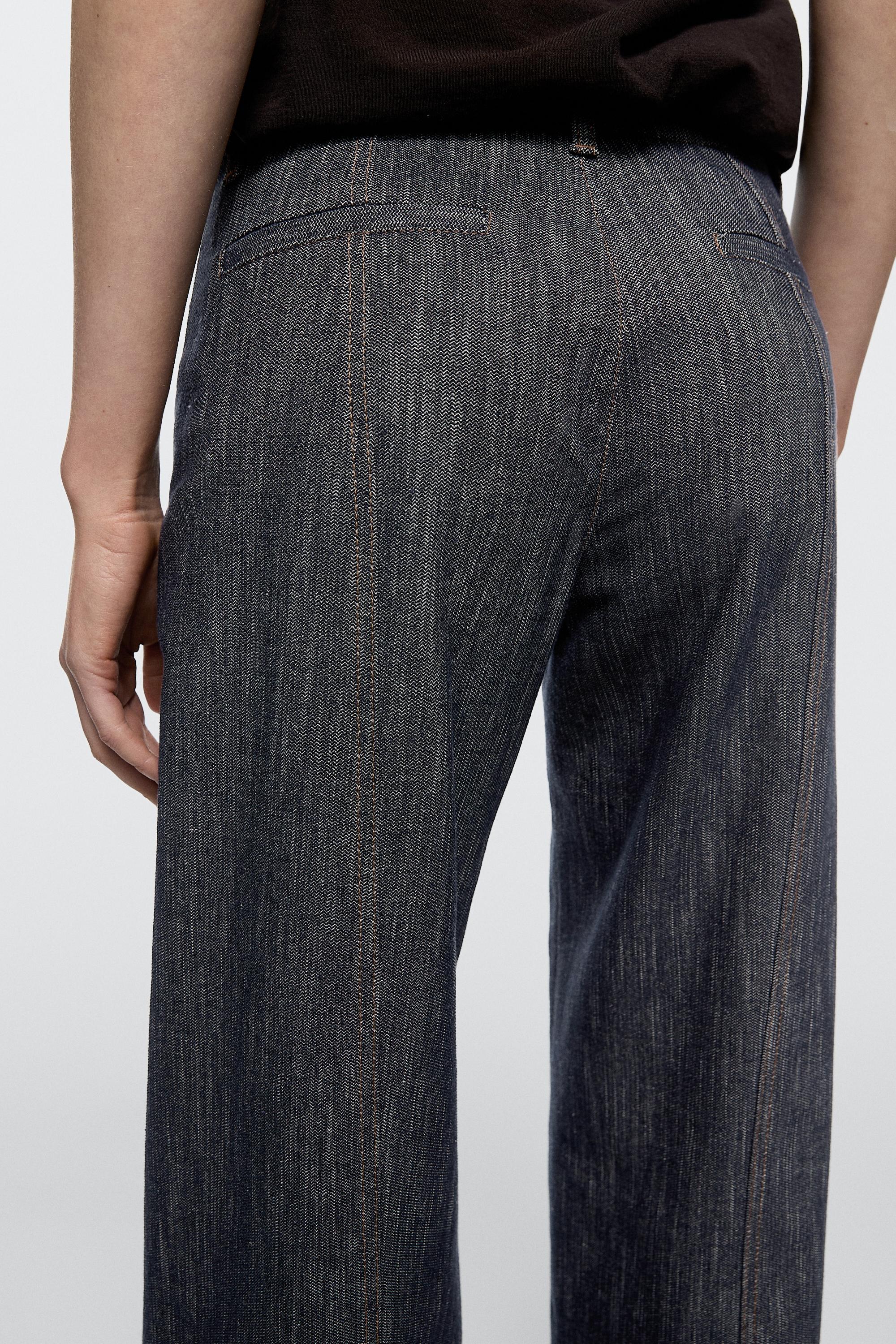 Wide-leg denim effect pants — INDIGO