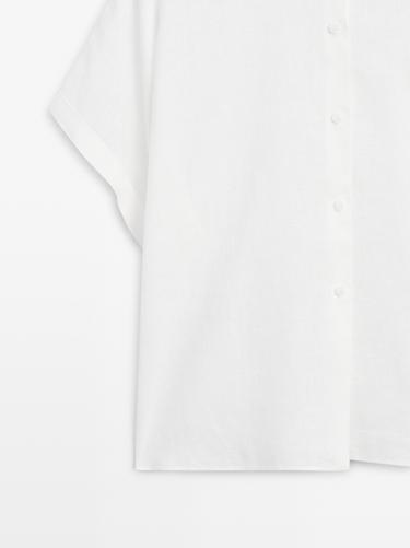 100% linen short sleeve shirt — WHITE 7
