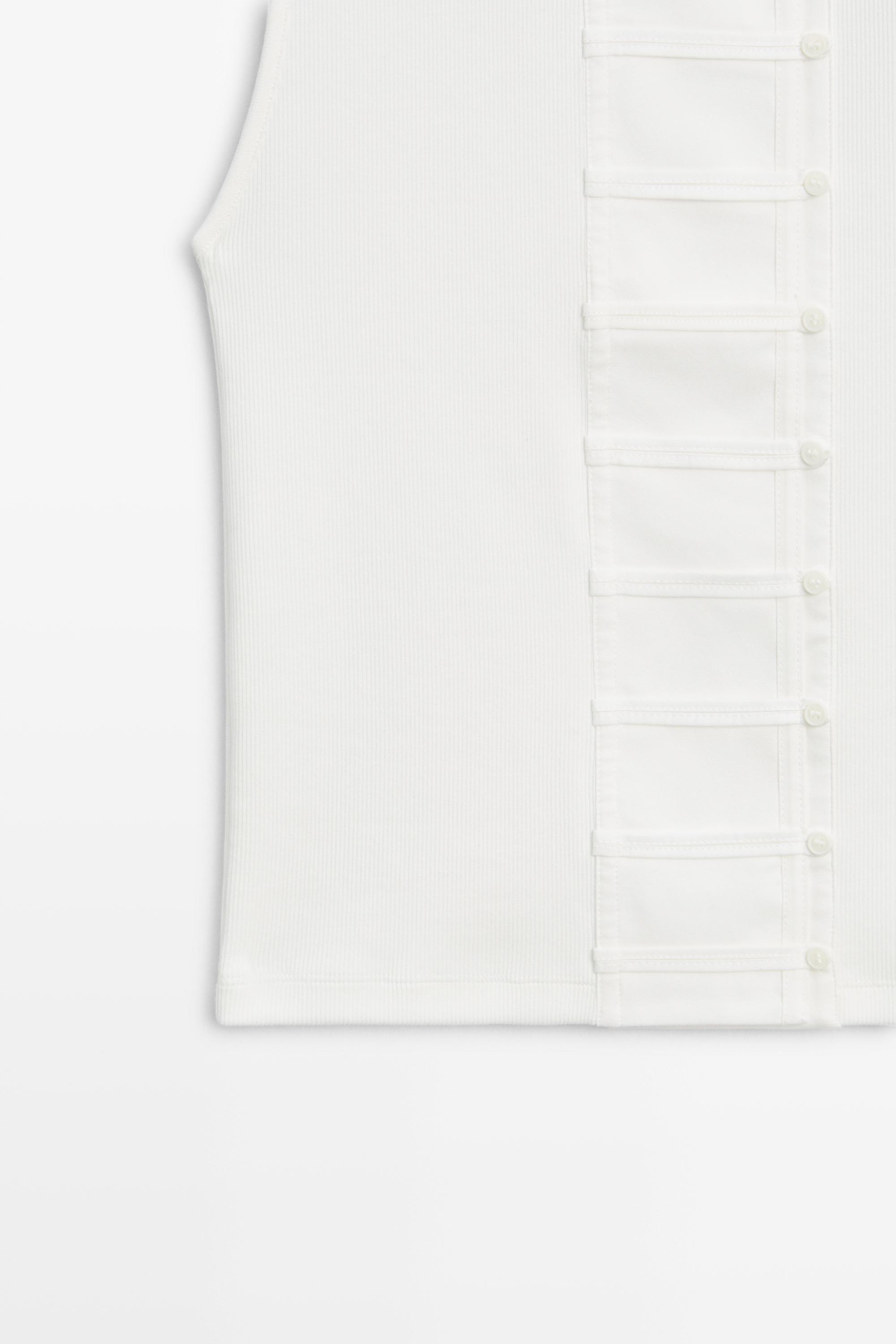 Cotton blend bib detail T-shirt — Off white