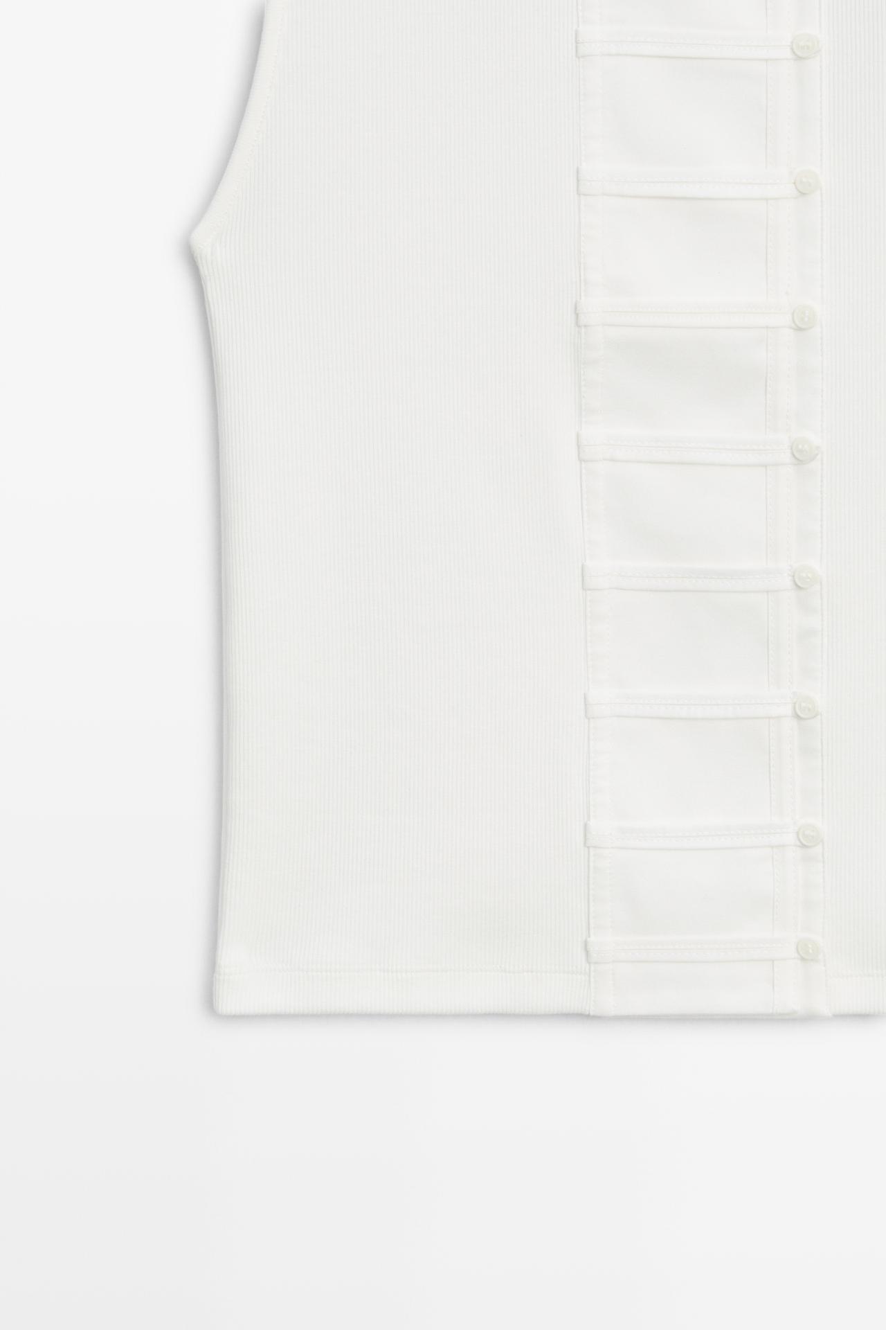 Cotton blend bib detail T-shirt — Off white