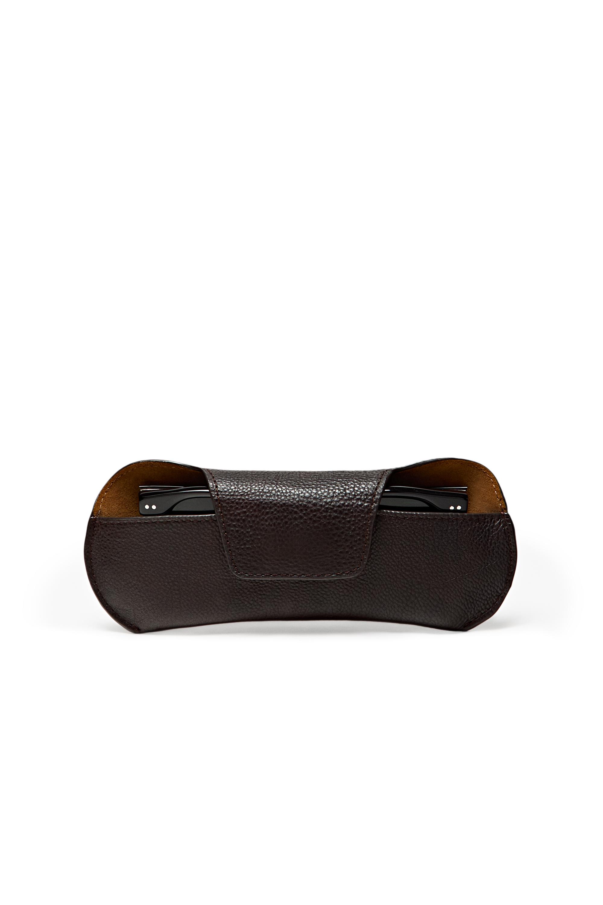 Nappa leather sunglasses case — BROWN