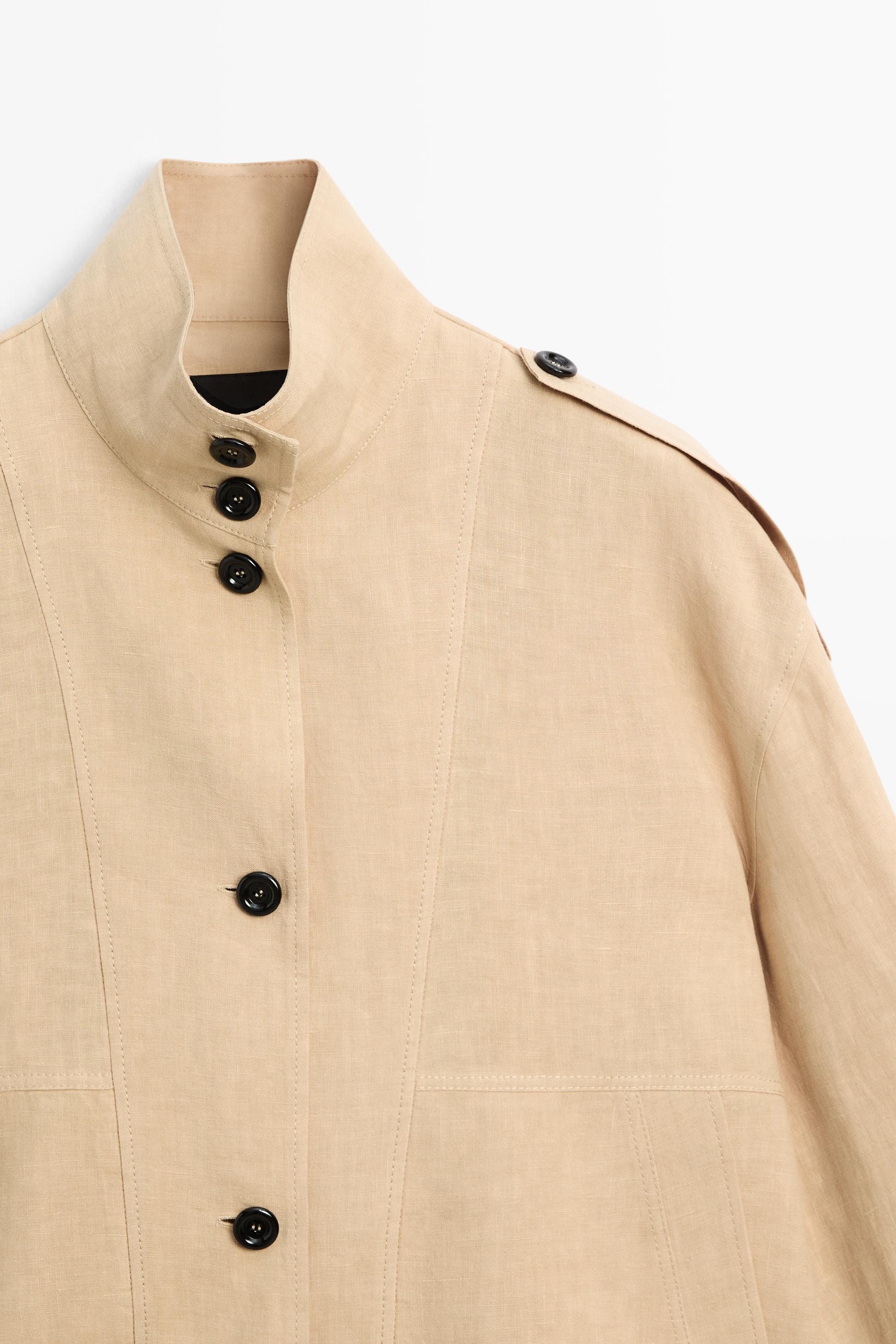 100% linen fluid bomber jacket — MUSTARD YELLOW