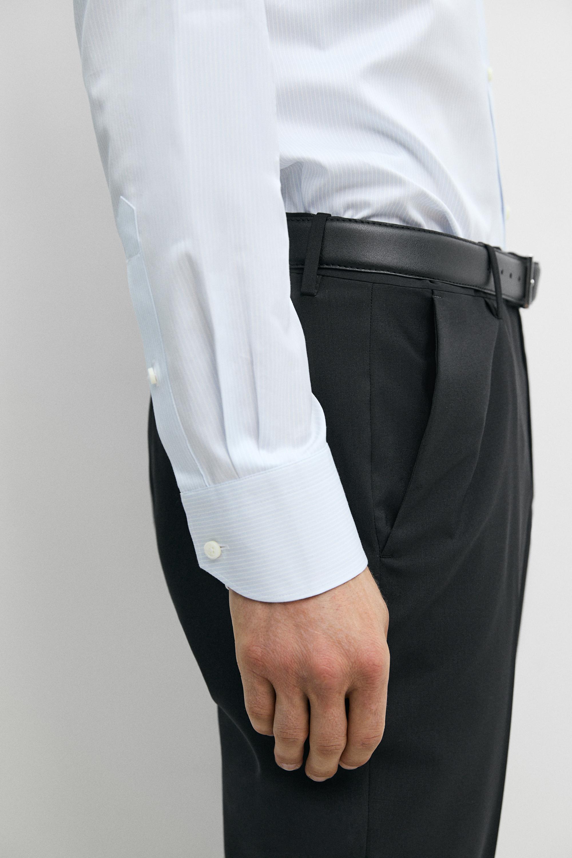 Slim fit 100% cotton shirt — SKY BLUE