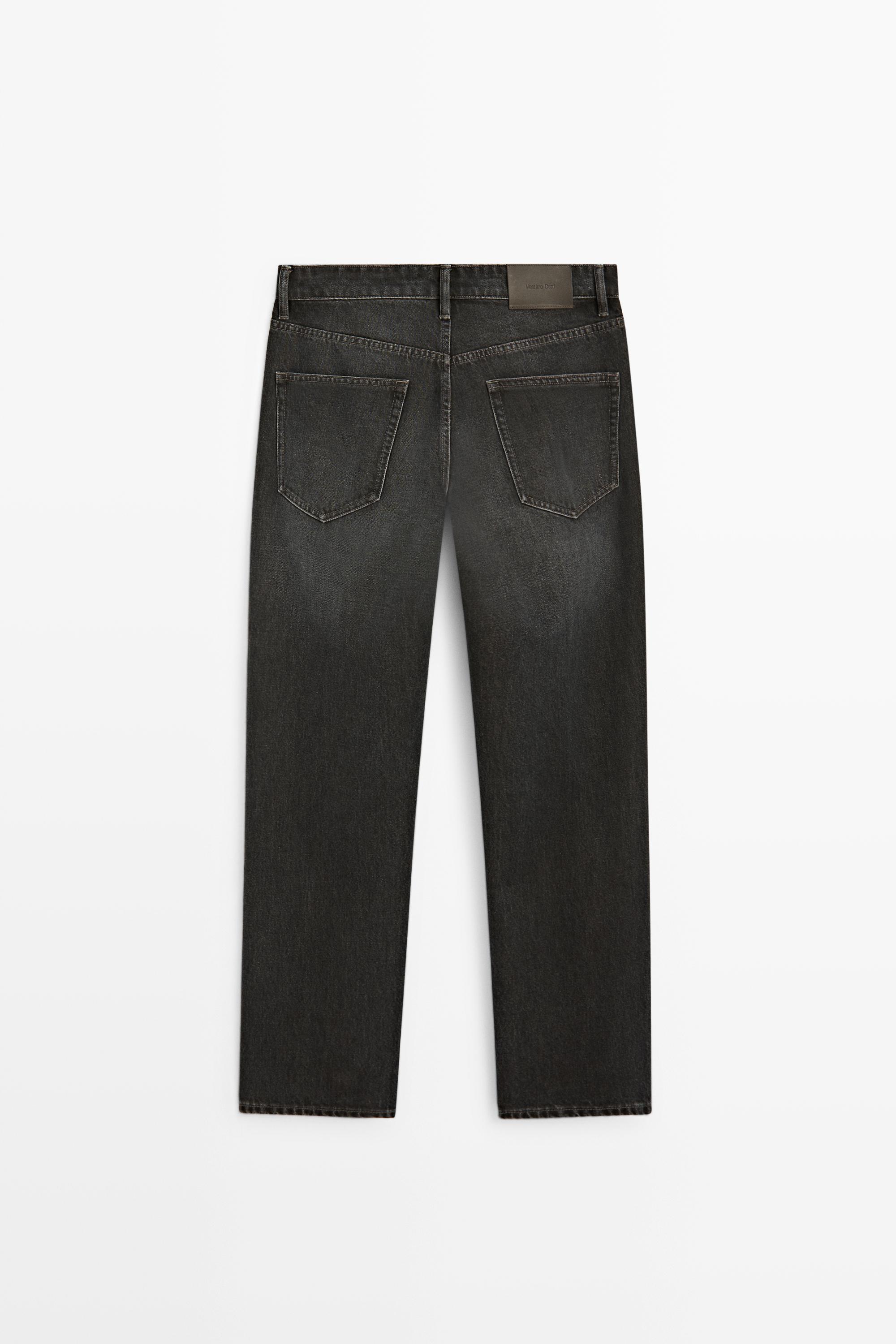 Stonewashed tapered-fit jeans — GREY