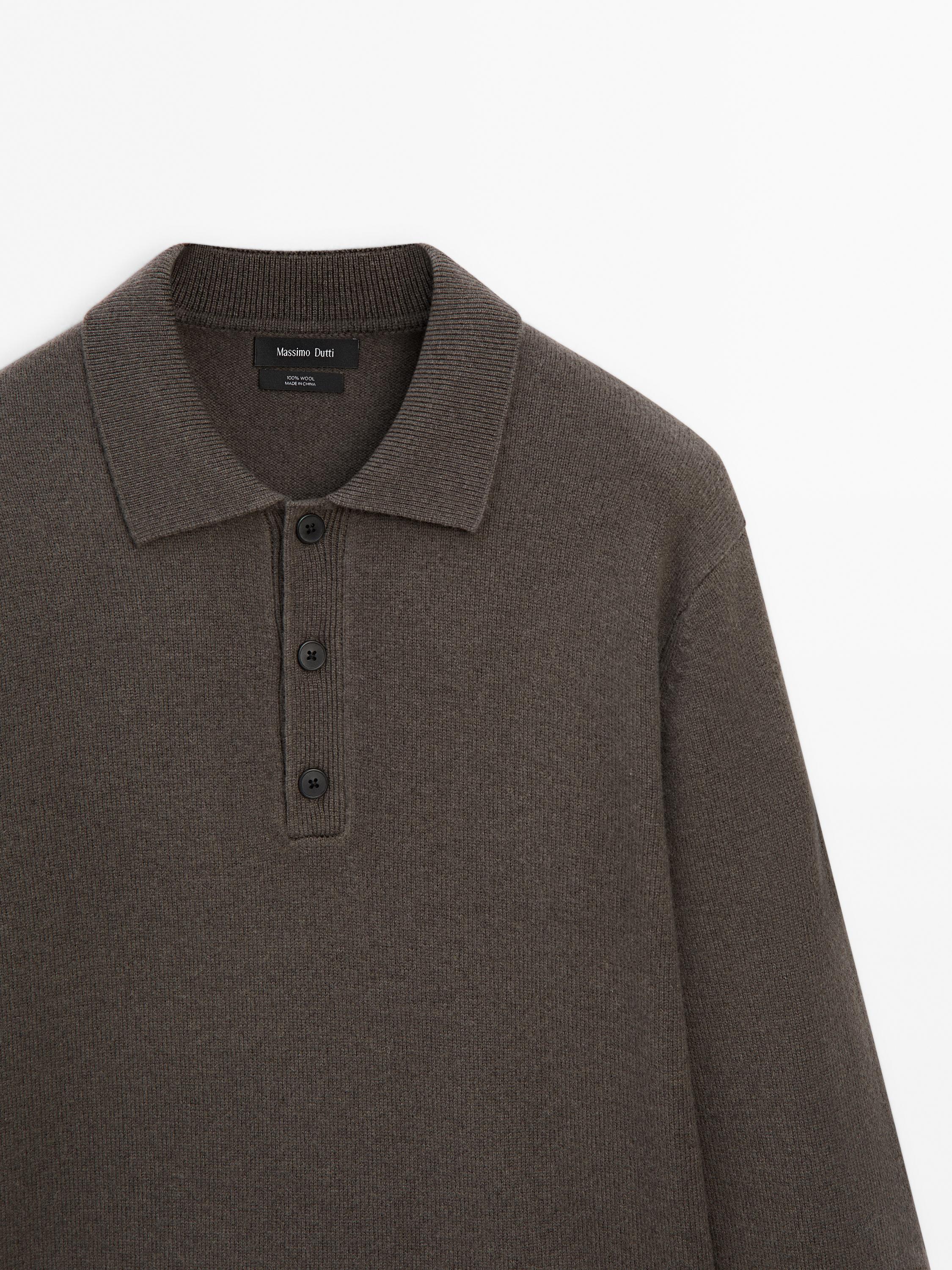 100% wool knit polo sweater