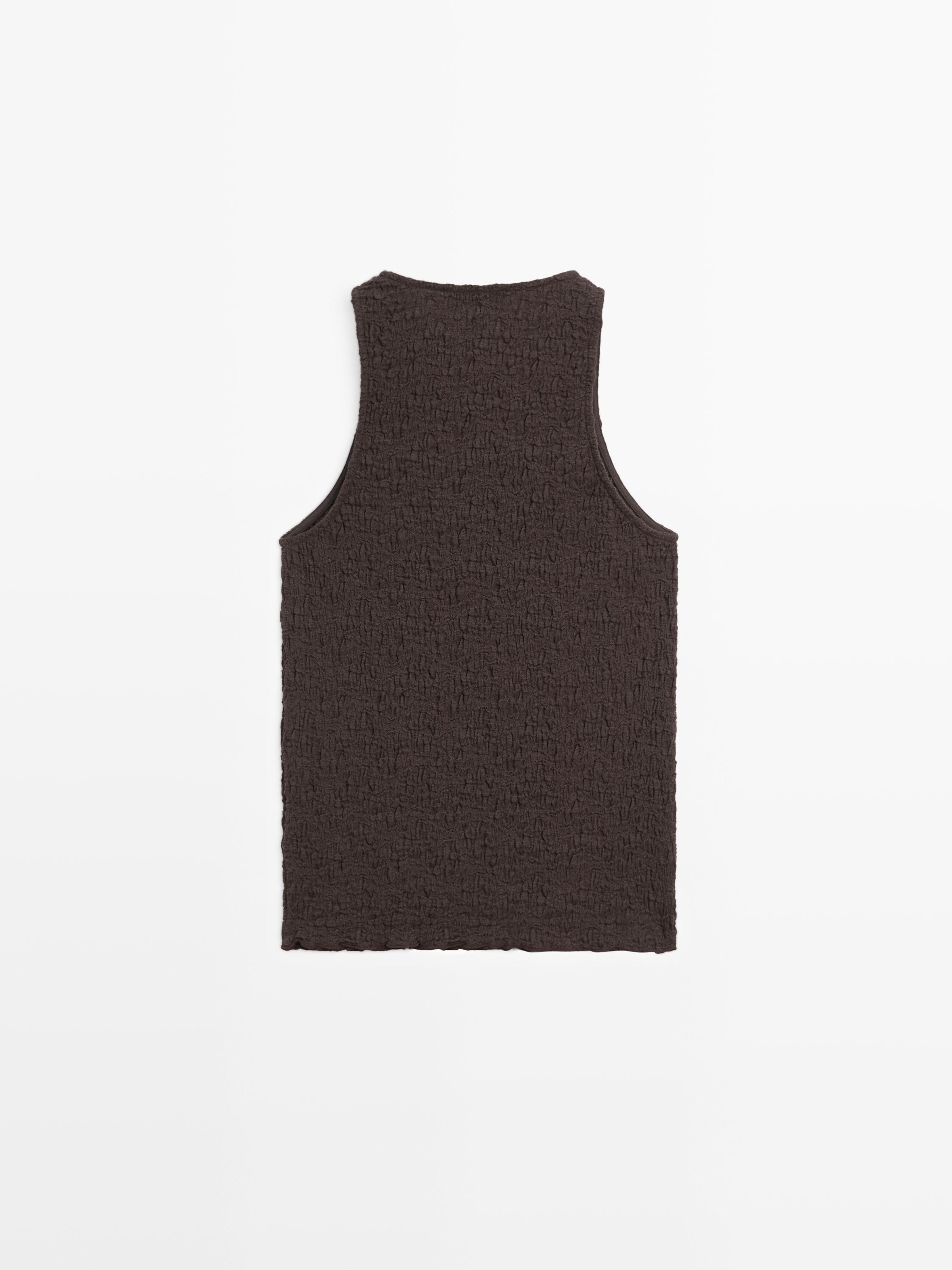 Textured halter top — BROWN