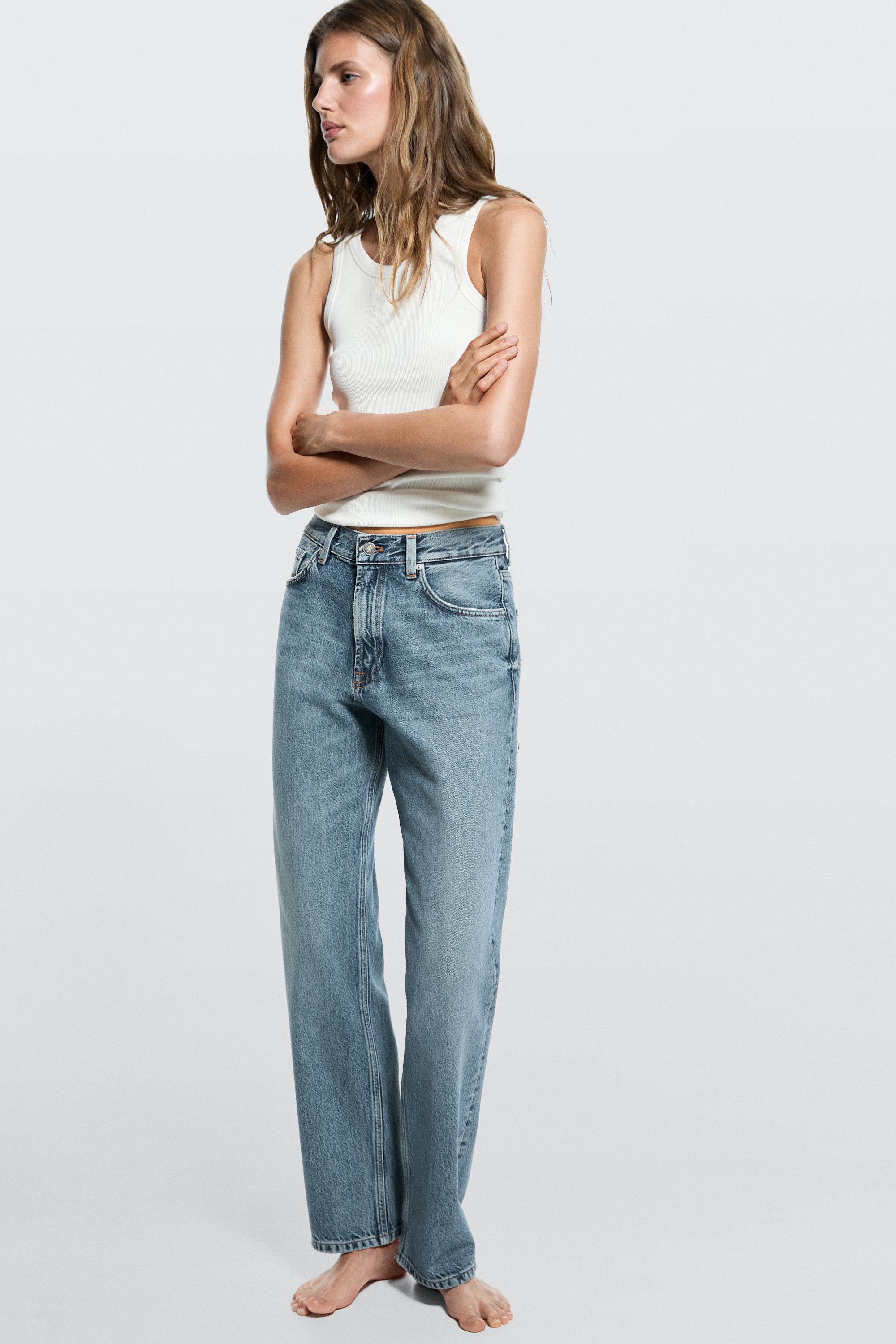 Straight-leg high-waist jeans — Light Blue