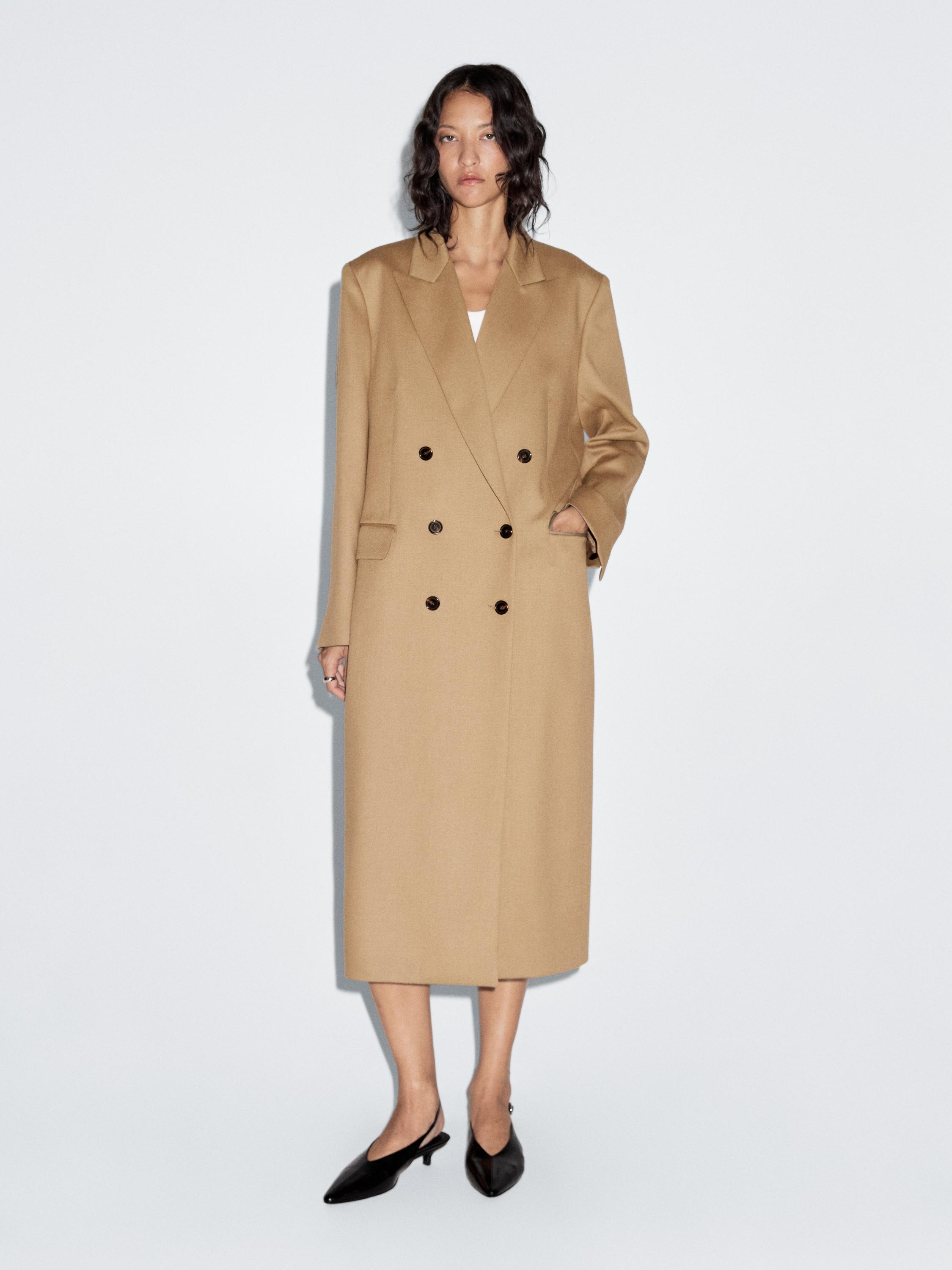 100% wool long coat · Camel · Coats And Jackets Massimo Dutti