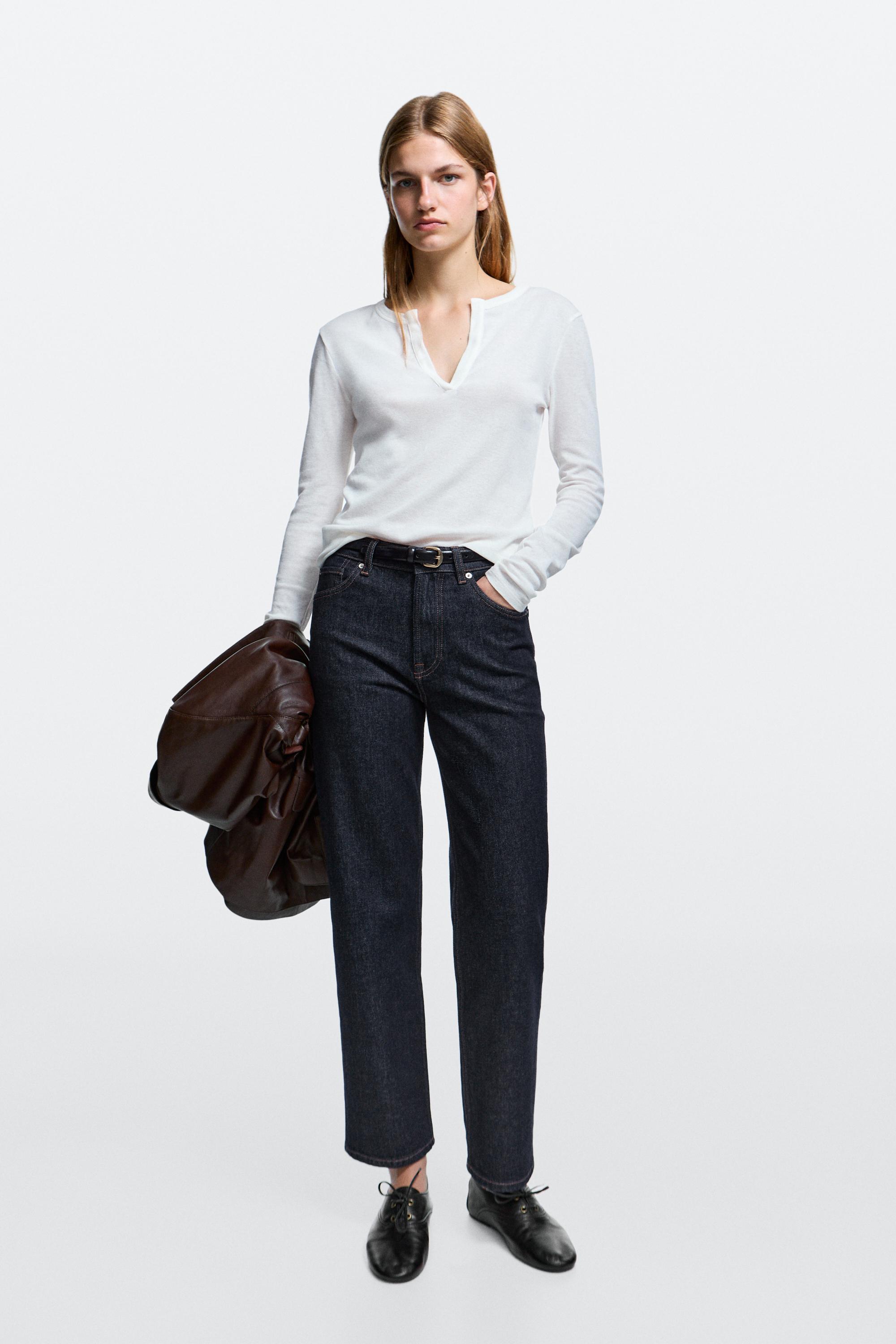 High-waist cropped straight-leg jeans