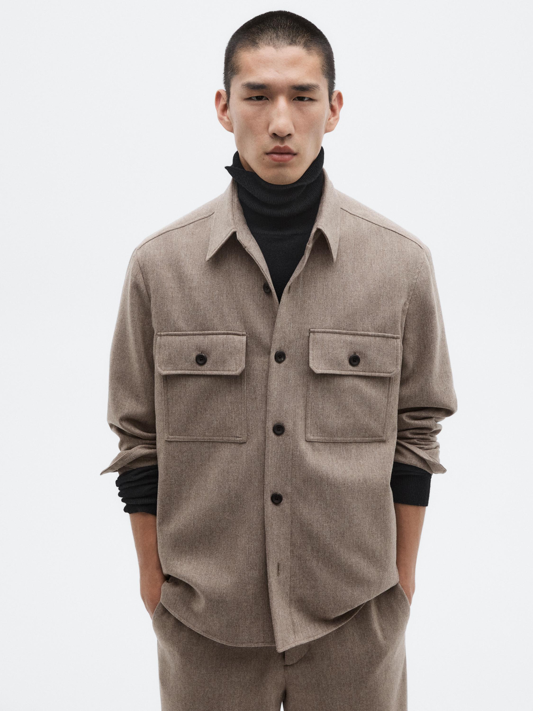 قميص سميك من الصوف المخلوط بجيوب - LIMITED