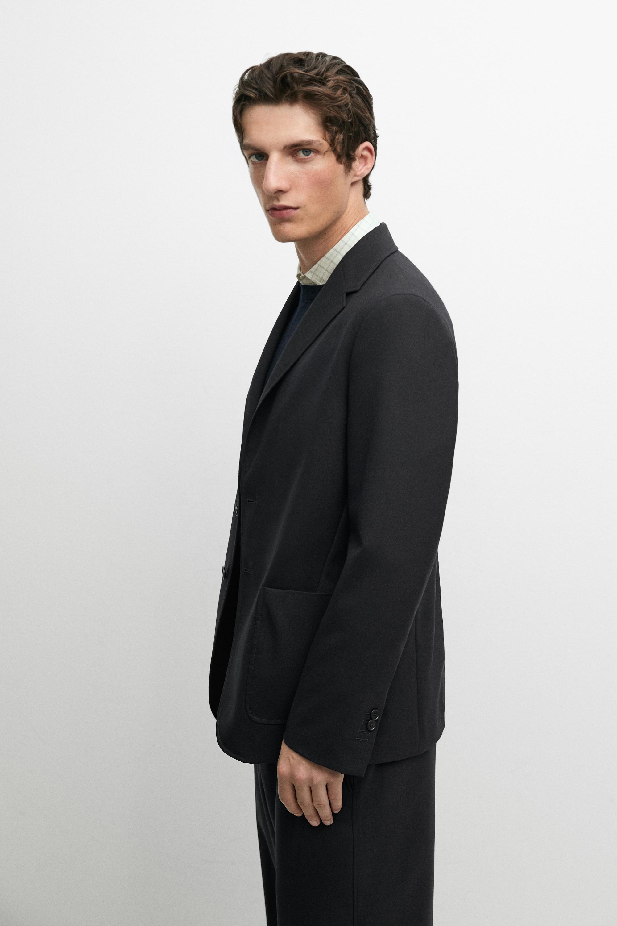 Textured cold wool blazer — DEEP BLUE