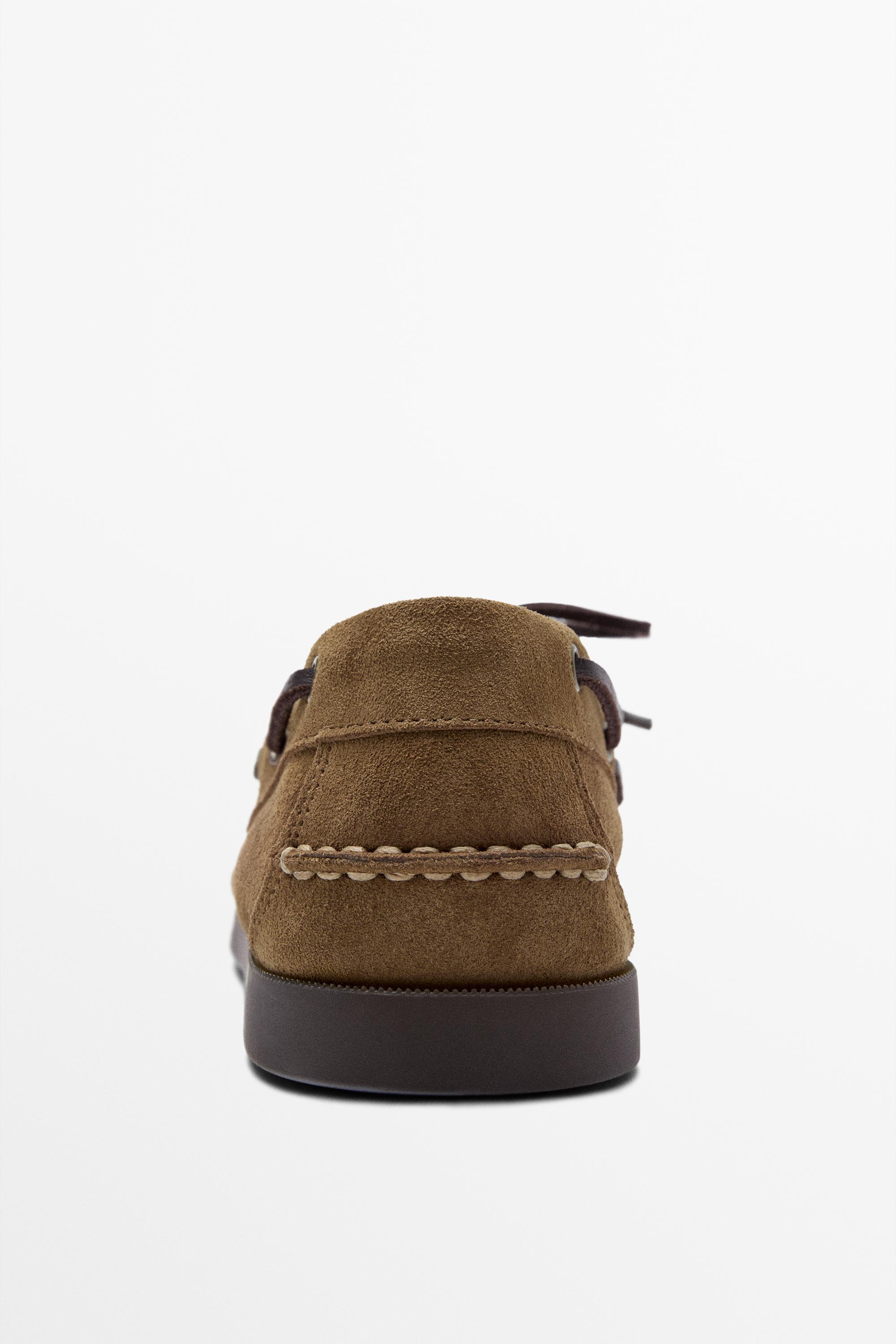 Leather boat shoe — BROWN