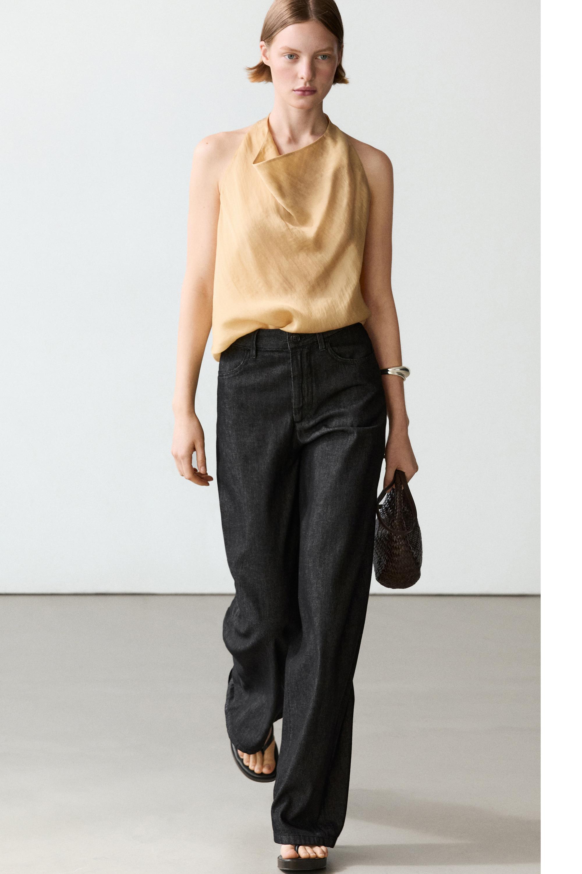 High-waist barrel fit jeans — DARK BLUE