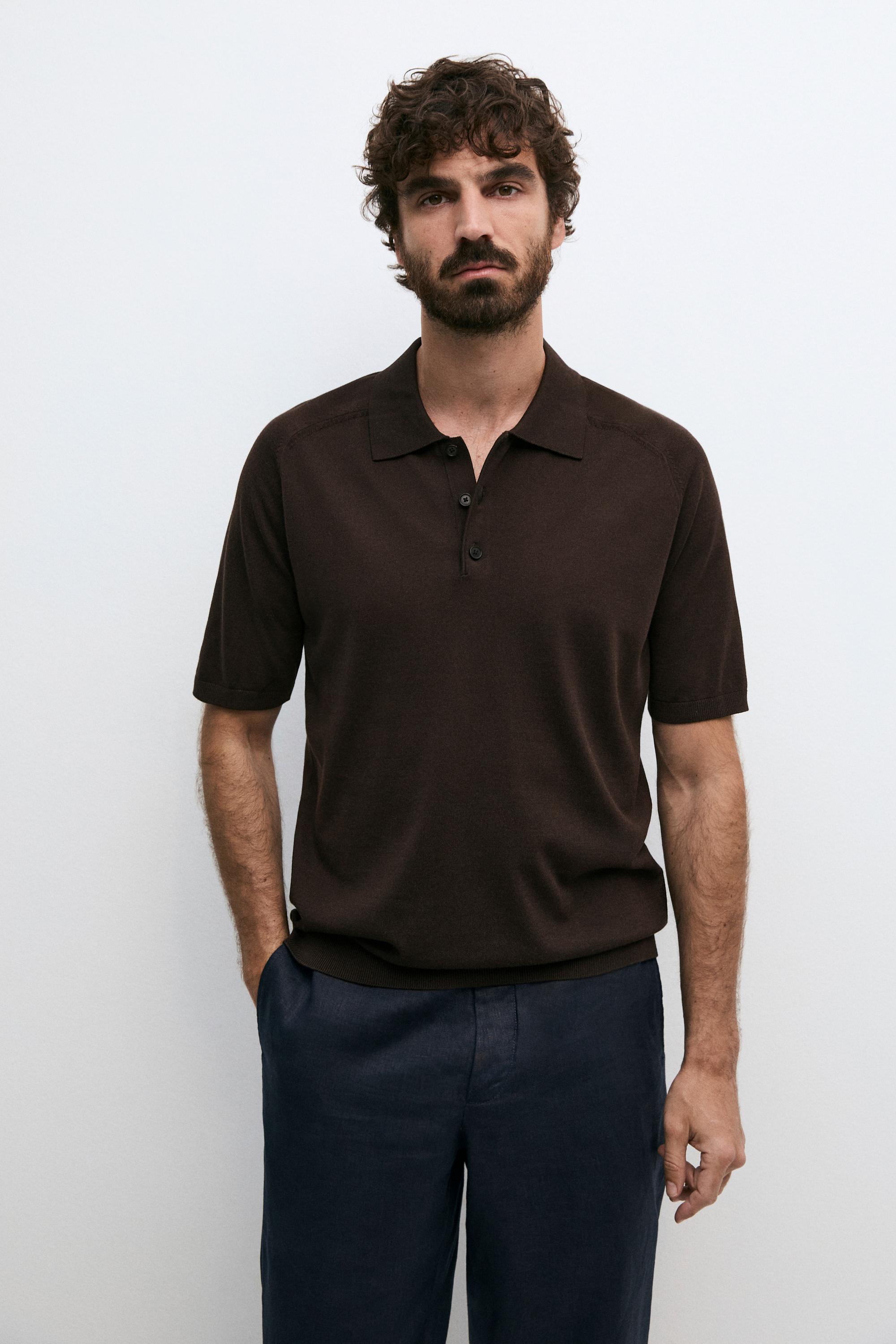 Pull polo en maille fluide de coton