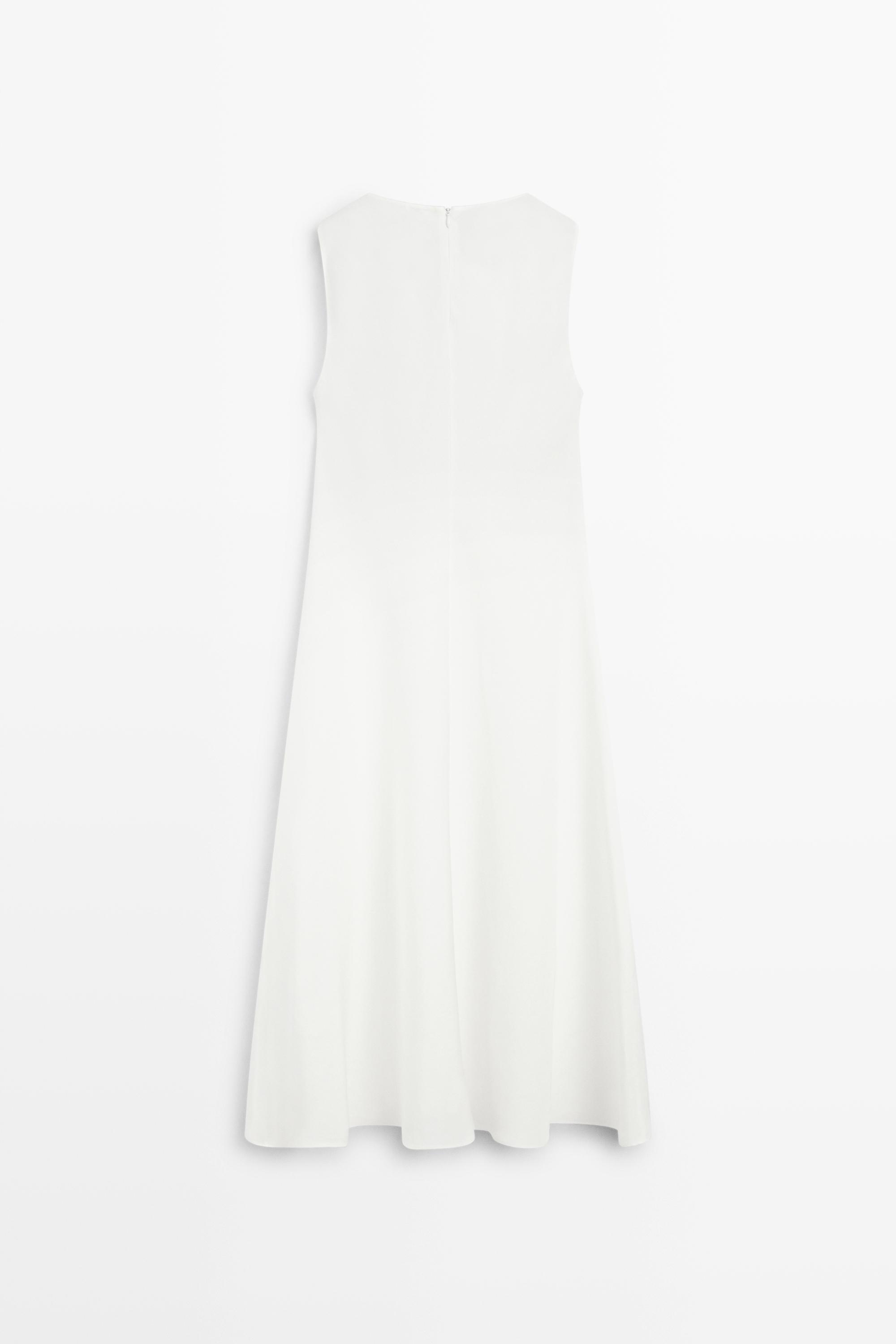 Flowing linen midi dress — WHITE