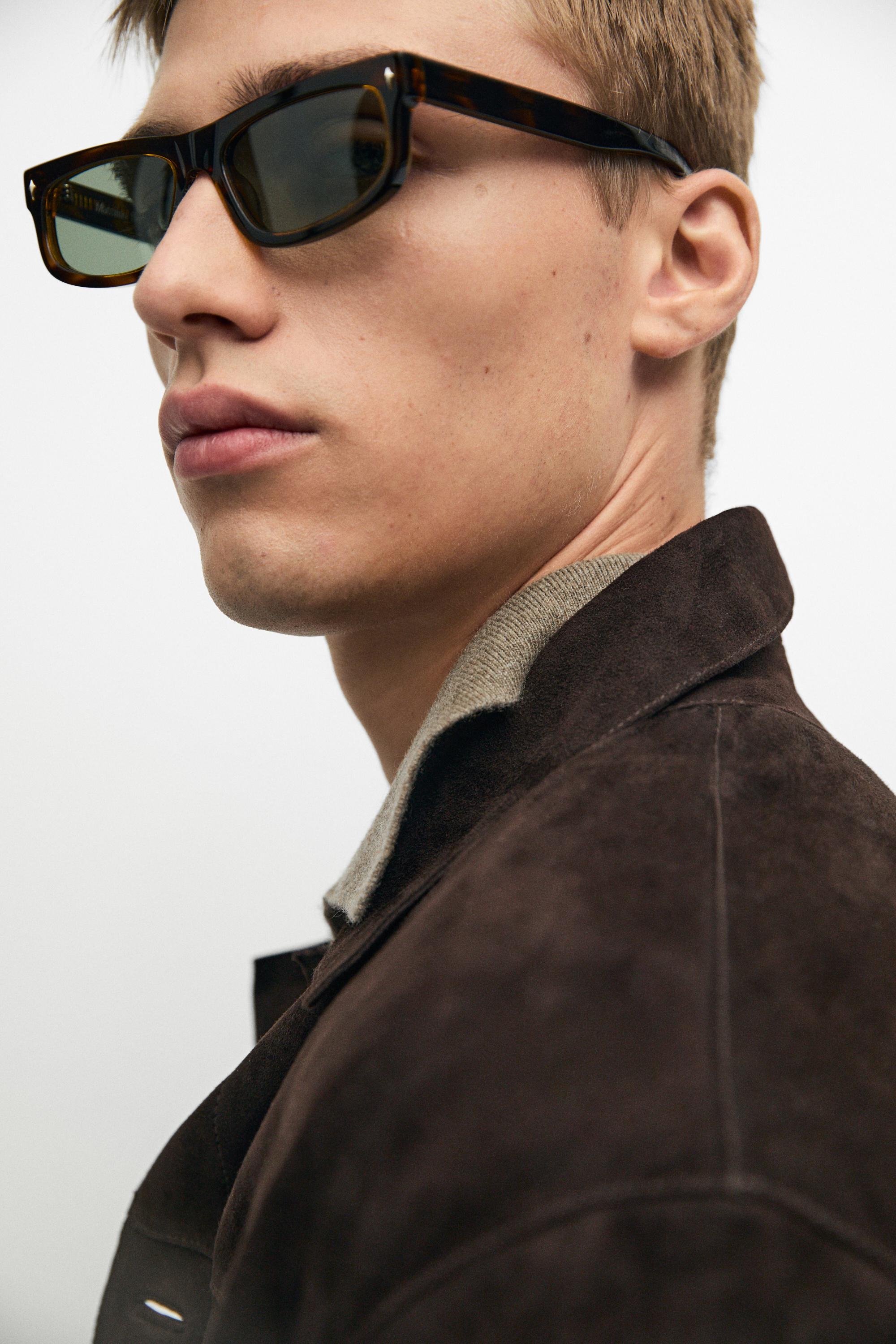 Suede leather pocket overshirt — Chocolate