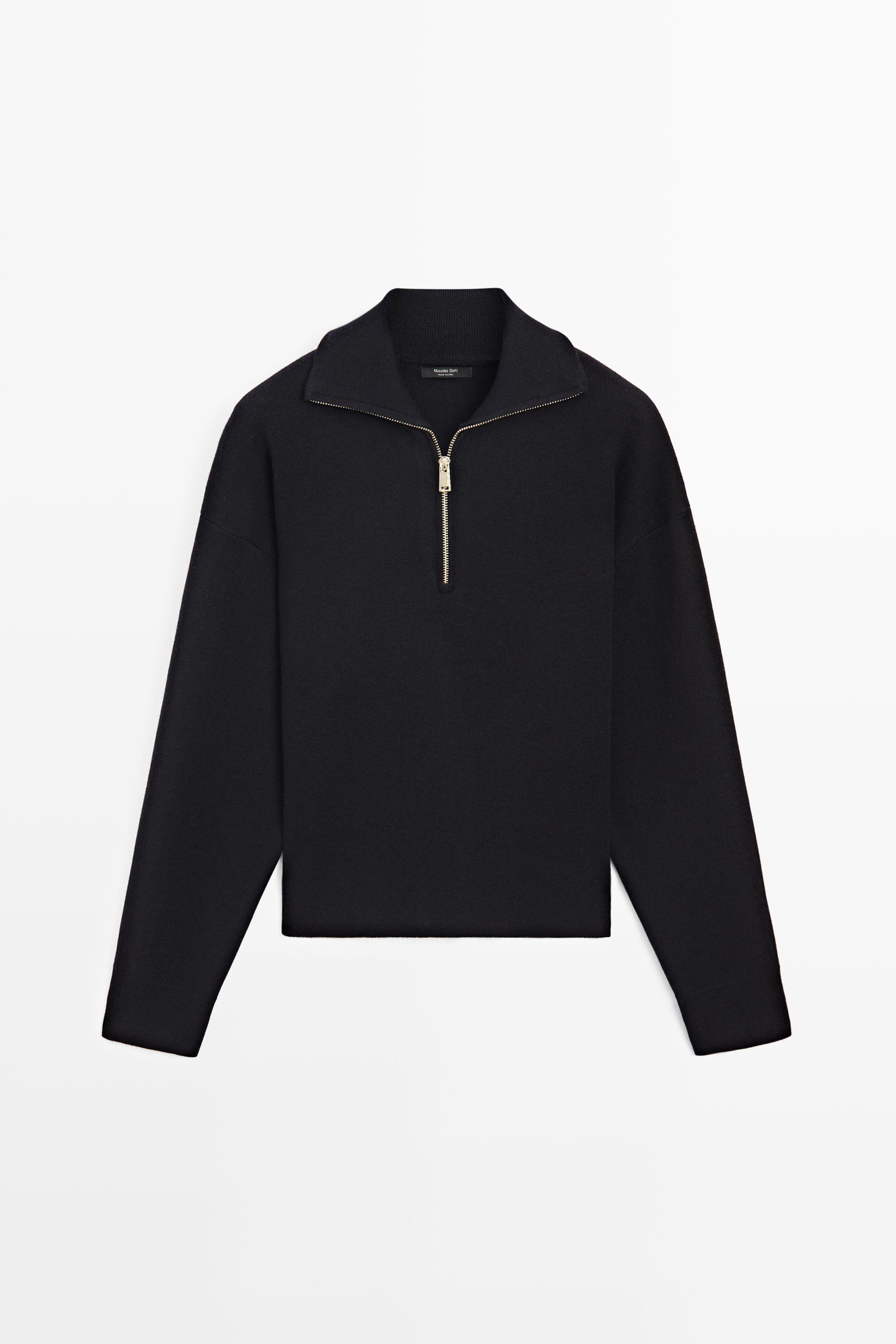 Cotton blend quarter-zip knit polo sweater