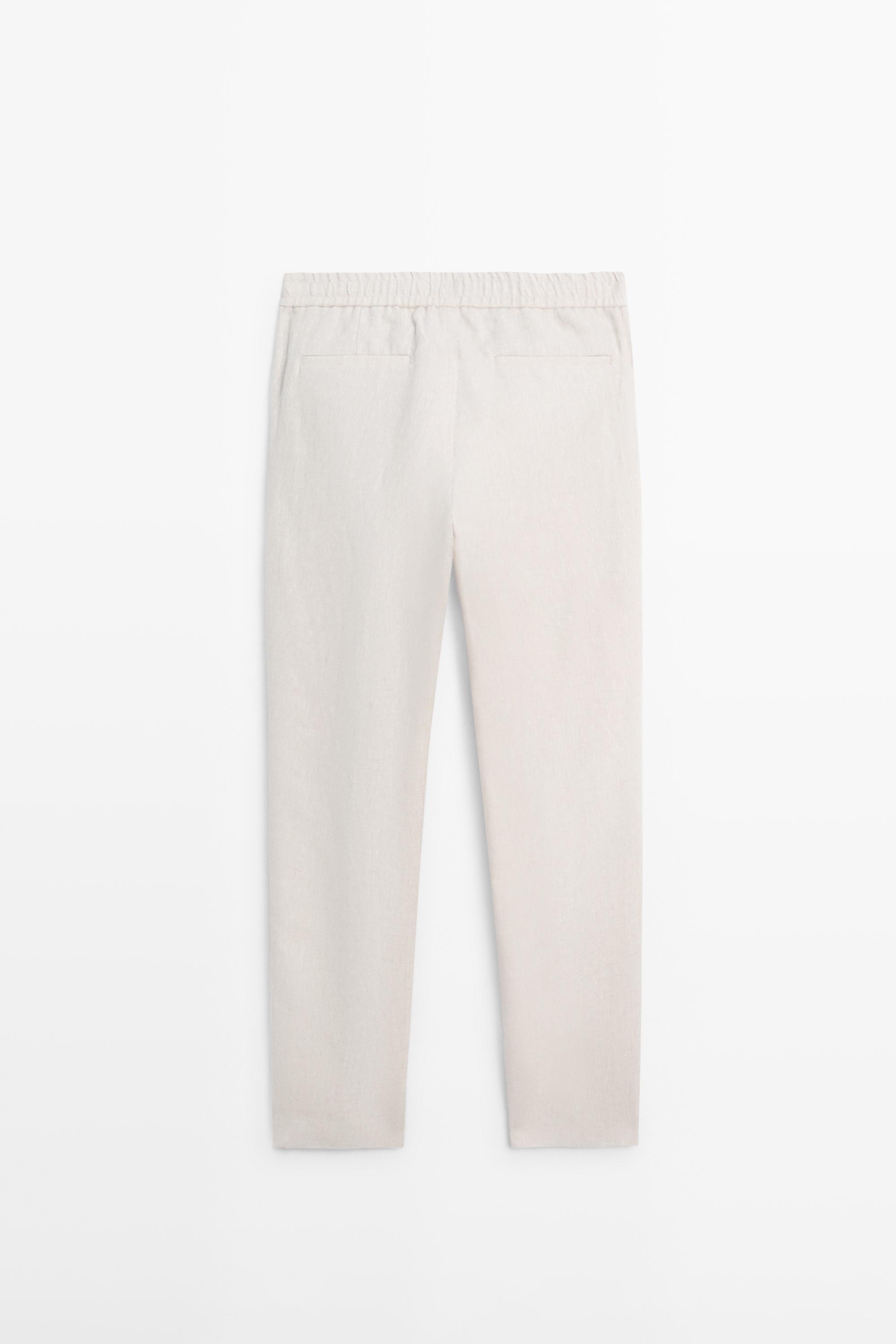 Linen jogger fit trousers — SAND BROWN